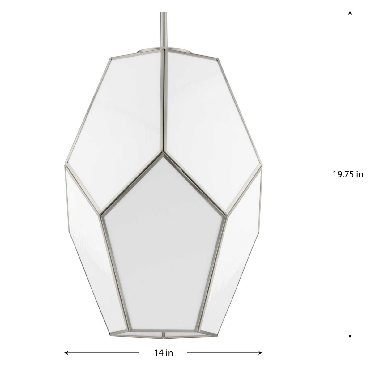 Latham Brushed Nickel Geometric Pendant Light with White Art Glass