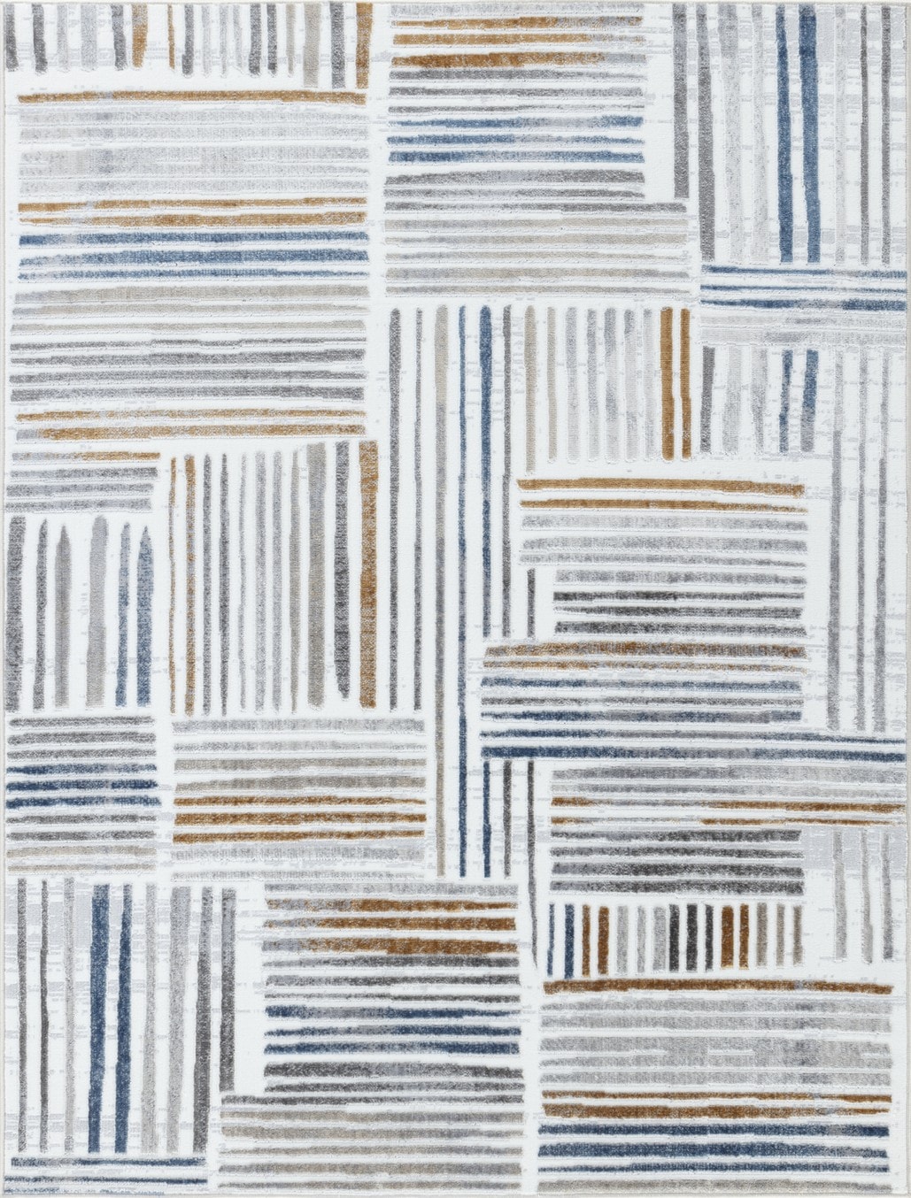 Flynama J-V-4106955 5 x 7 (ft) Polyester Blue and Gray Rectangular Indoor Coastal Area rug