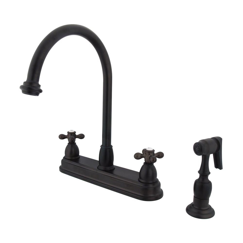 Chicago Oil-Rubbed Bronze 2-handle High-arc Kitchen Faucet with Deck Plate and Side Spray Included | - Elements of Design EB3755AXBS