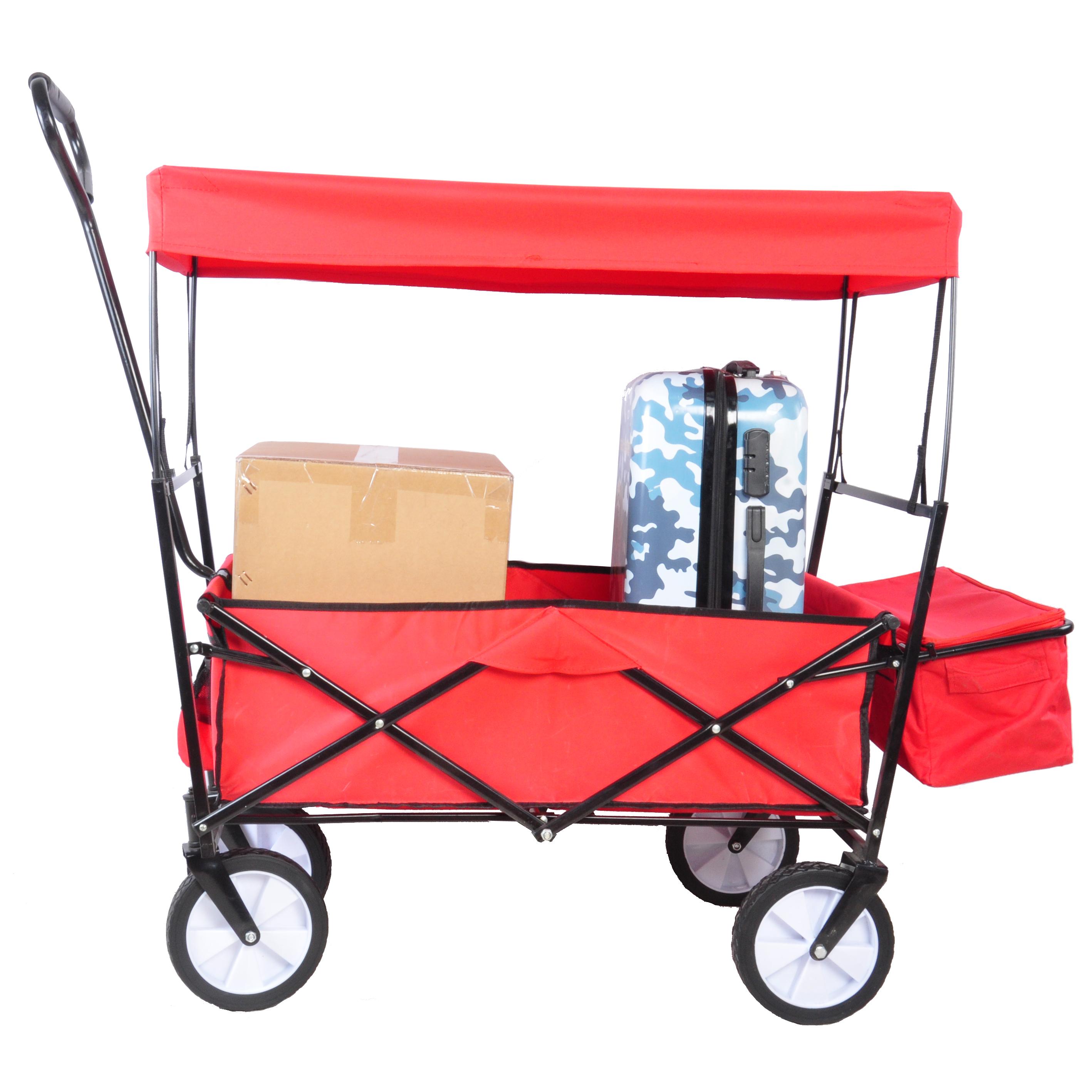 Bayfeve BF-0110-73QL Patio Yard Cart Folding Wagon Garden Shopping Beach Cart With Canopy