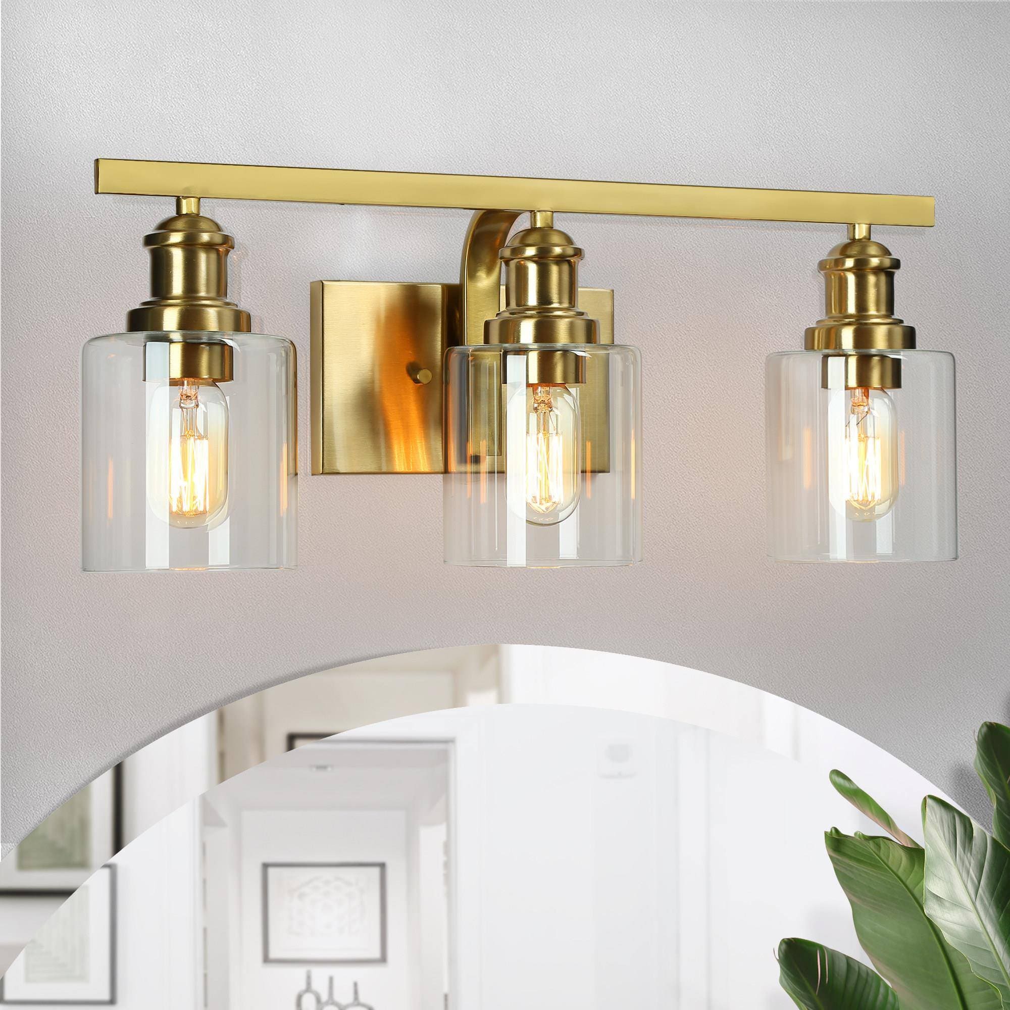 ZEVNI L3AJFEFQW4568S57 Beecher 22-in 3 -Light Polished Gold Transitional Vanity light bar