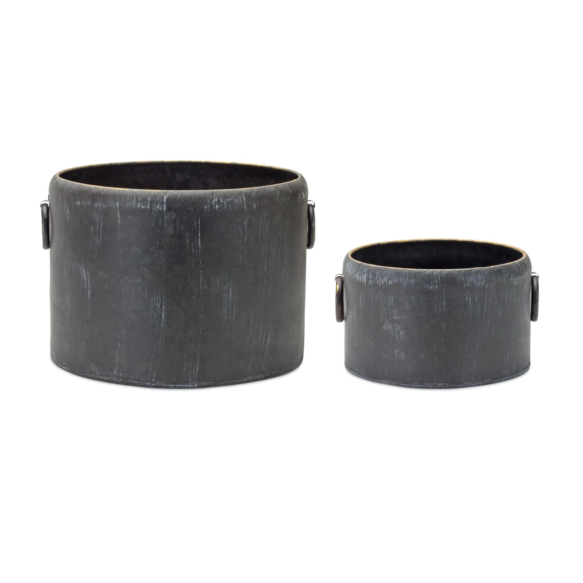 Melrose International 85448DS Planter (Set of 2) 10.5D x 6H 14.5D x 10H Metal