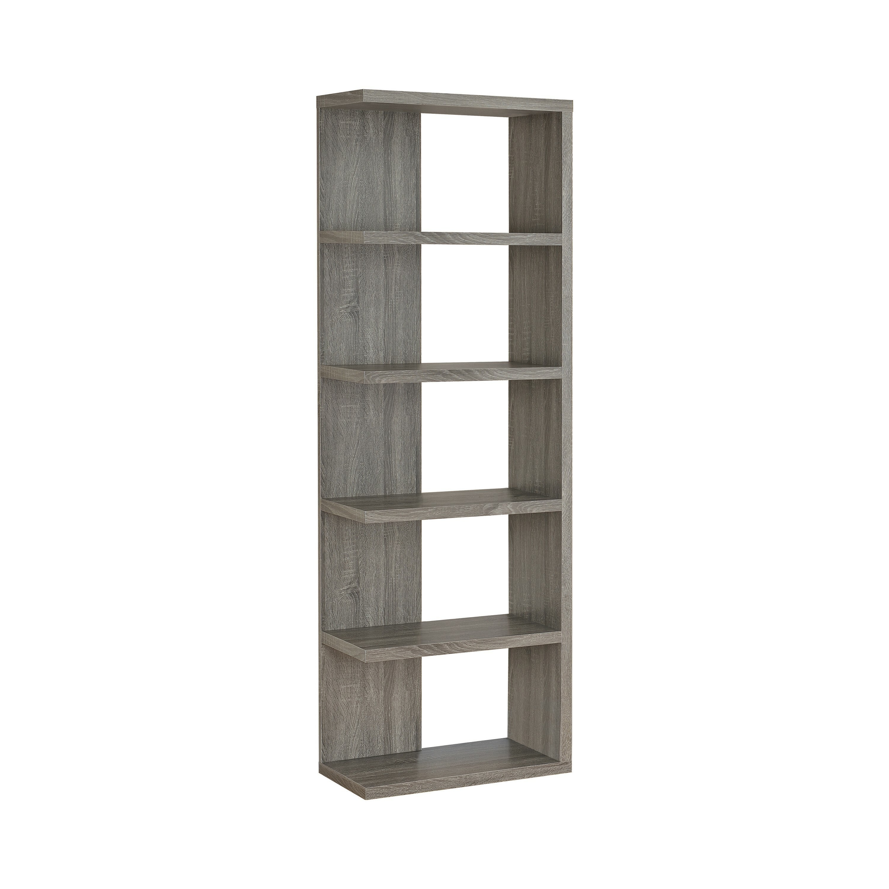 Benzara BM159073 Gray Wood 5-Shelf Bookcase (11.5-in W x 70.75-in H x 23.5-in D)