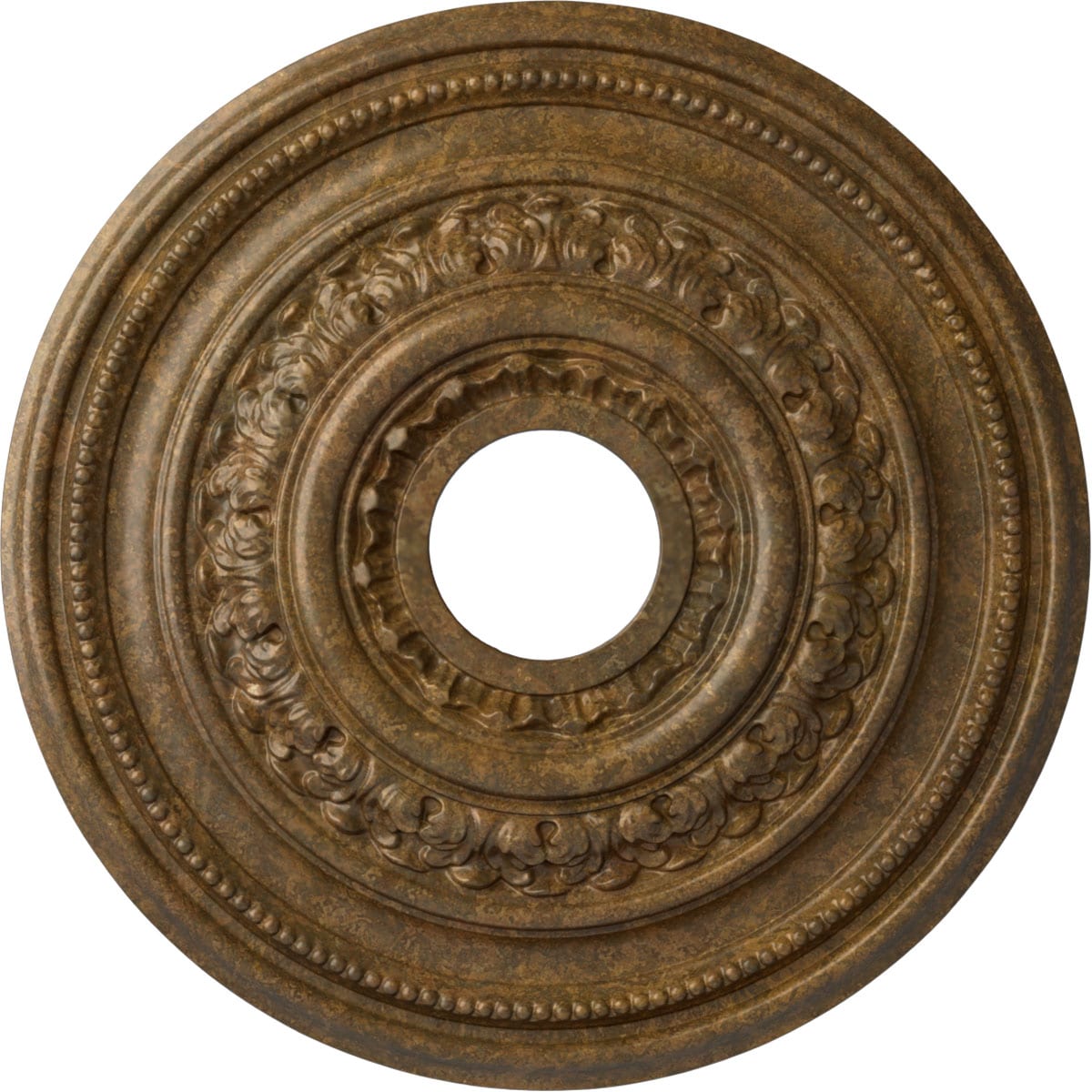 Ekena Millwork CM17OLRZS Orleans 17.625-in W x 17.625-in L Painted Rubbed Bronze Polyurethane Whole Ceiling Medallion