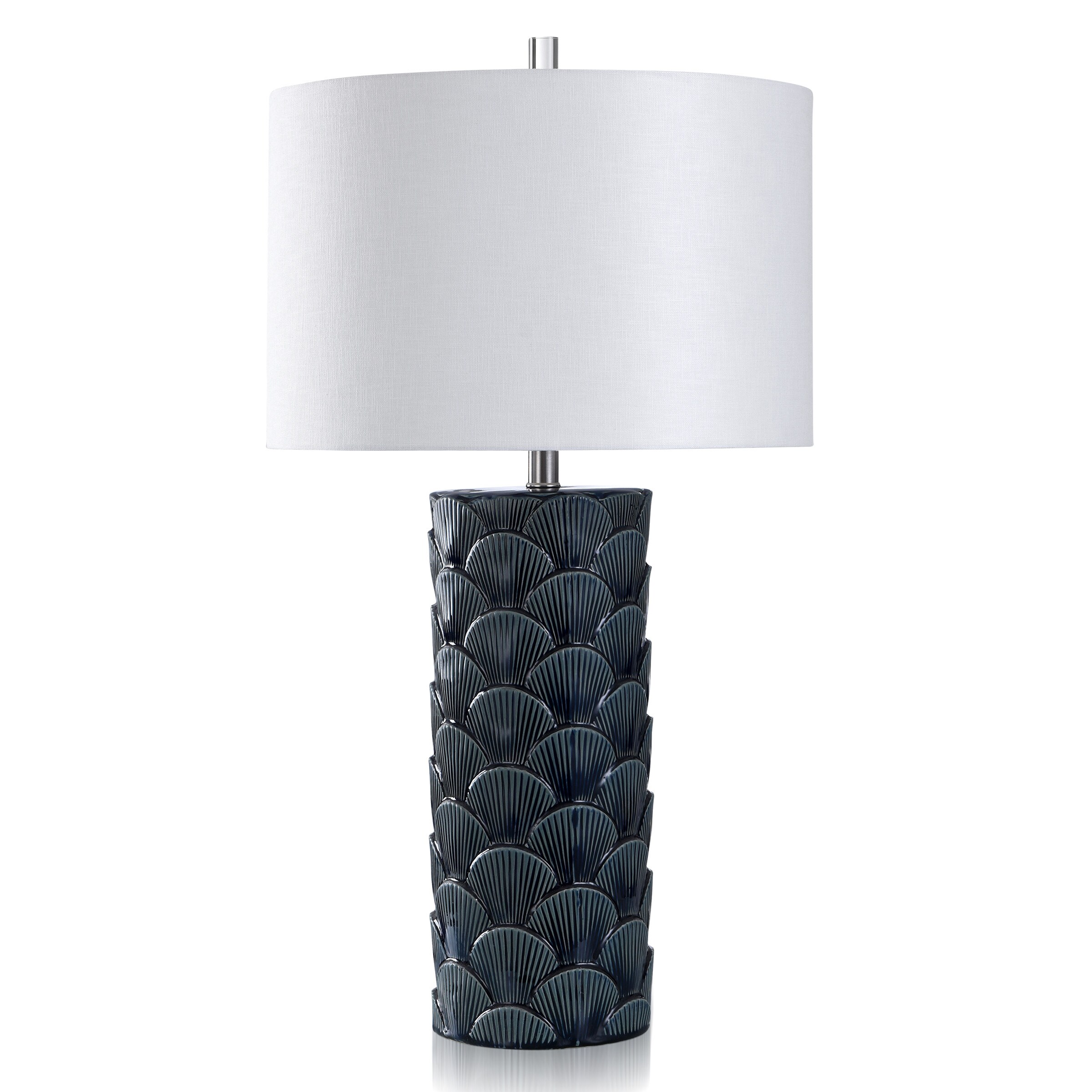 StyleCraft Home Collection L331338DS Lalita Shell Navy 3-way Table Lamp with Plastic Shade