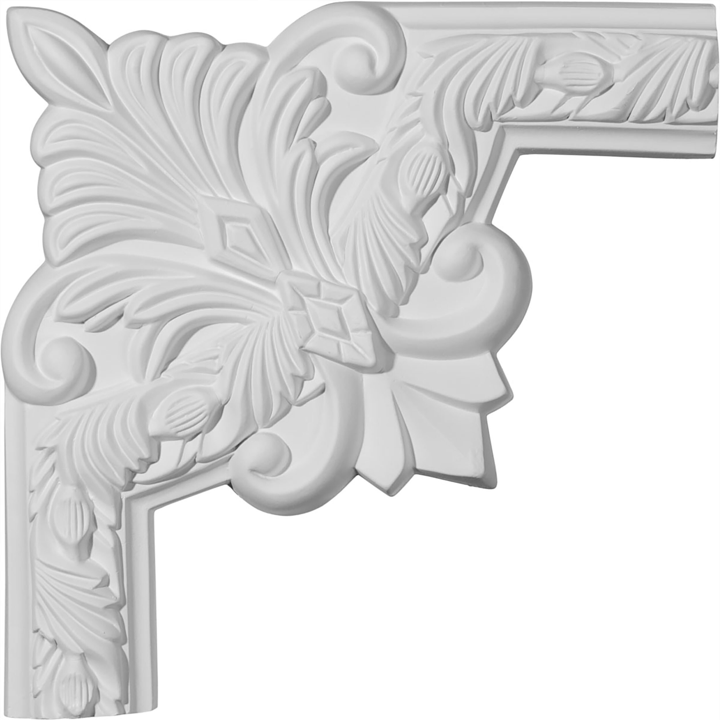Ekena Millwork PML10X10MI-2 Milton Running Leaf II Primed Urethane 169212 Panel corner Picture Frame Moulding