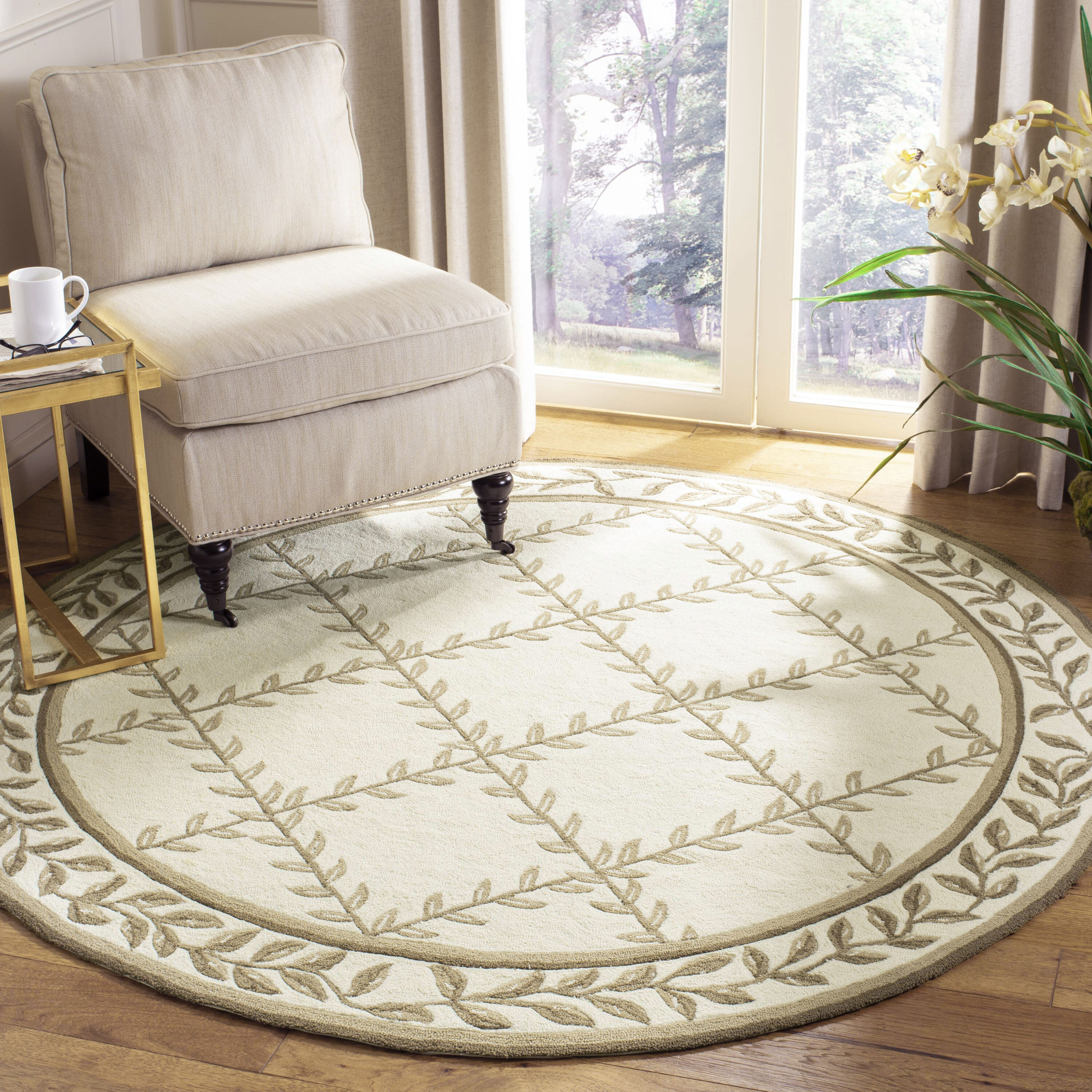 Safavieh - Ezc 430B Lattice Vine Ivory Sage 6ft x 6ft Country Floral Rug