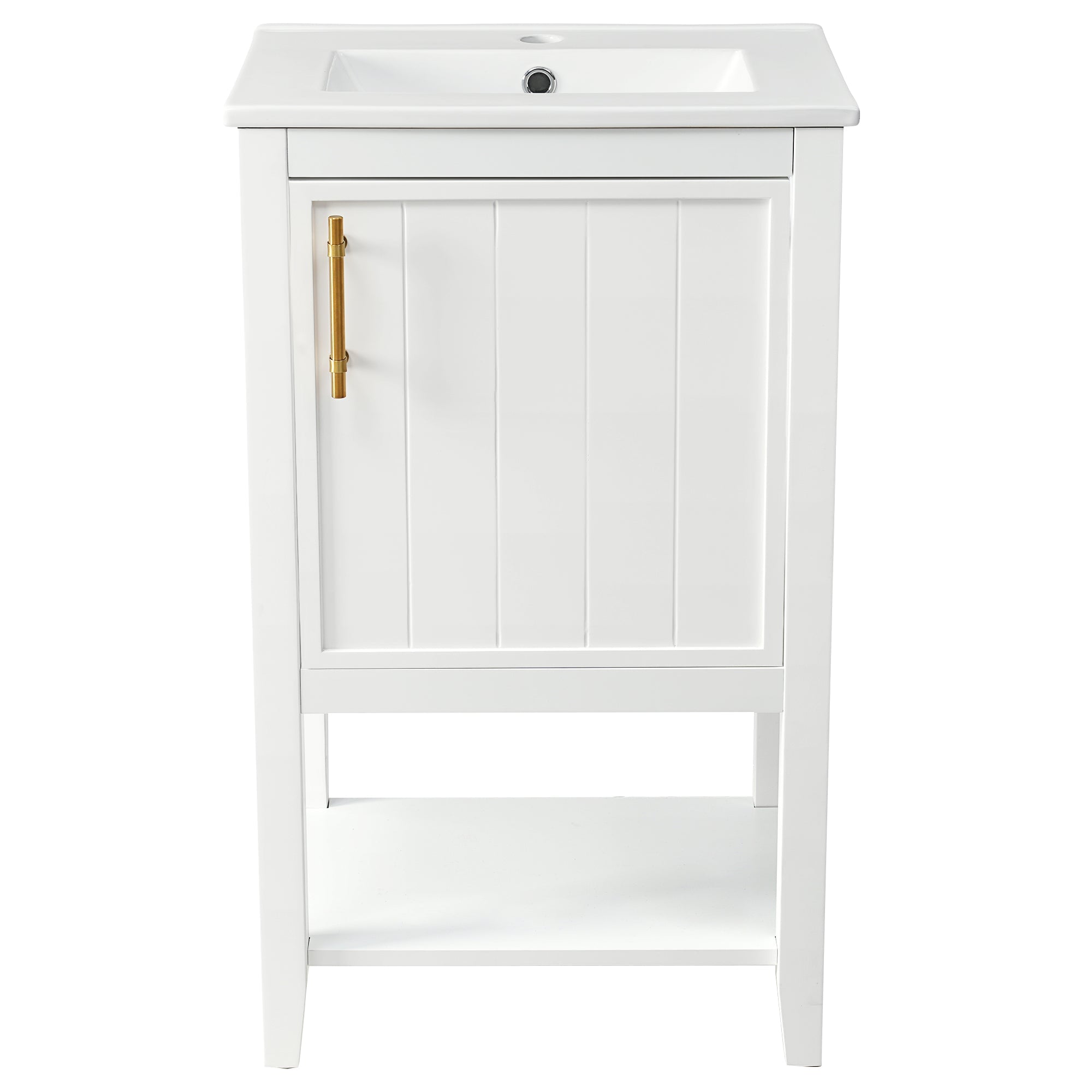 Vanityfus - 20-in White Bathroom Vanity Single Sink Combo Ceramic Top 1 Soft Close Door Undermount