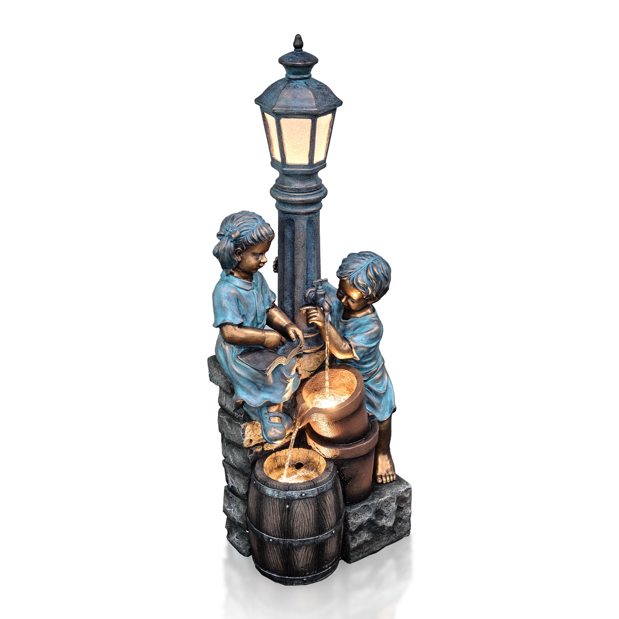 Vbal LSFF42 47.24-in H Resin Electric Powered Outdoor Fountain Statue Pump Included