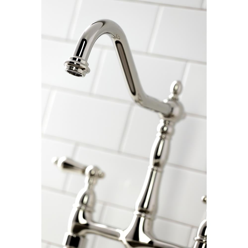 Kingston Brass Heritage Polished Nickel Double Handle Bridge Kitchen ...