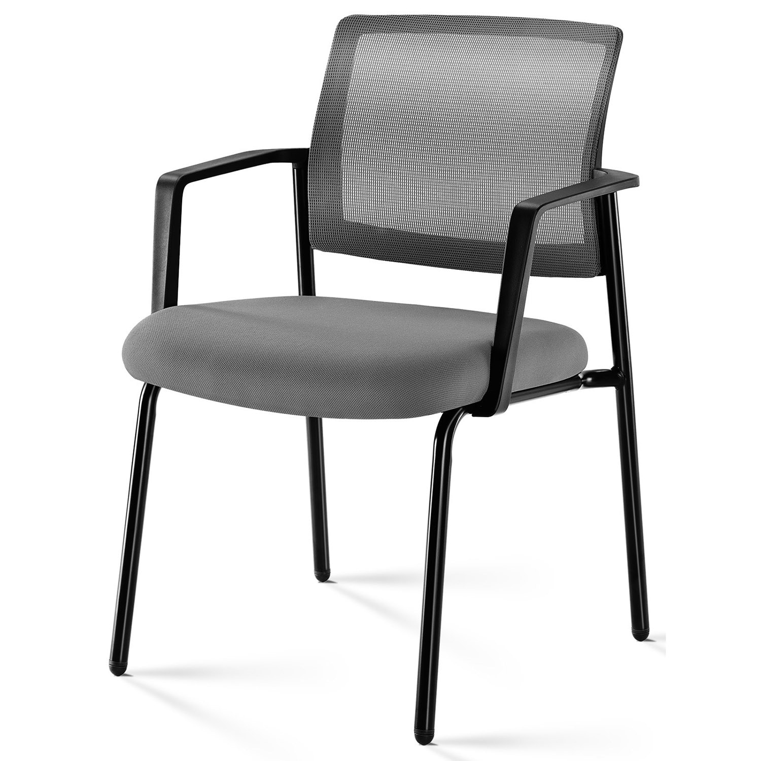 GZMR GZ-W22617 Mesh Back Stacking Arm Chairs Gray Contemporary Ergonomic Upholstered Reception Chair