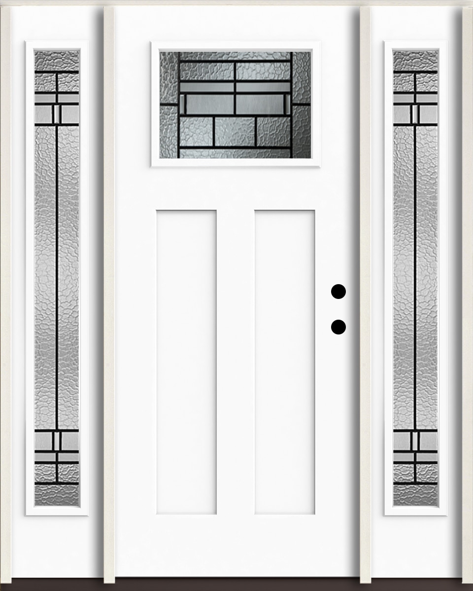 RELIABILT LO963744 Pembrook 60-in x 80-in x 4-5/8-in Fiberglass Craftsman Left-hand inswing Modern White Paint Painted Prehung Front Door with Sidelights Insulating core