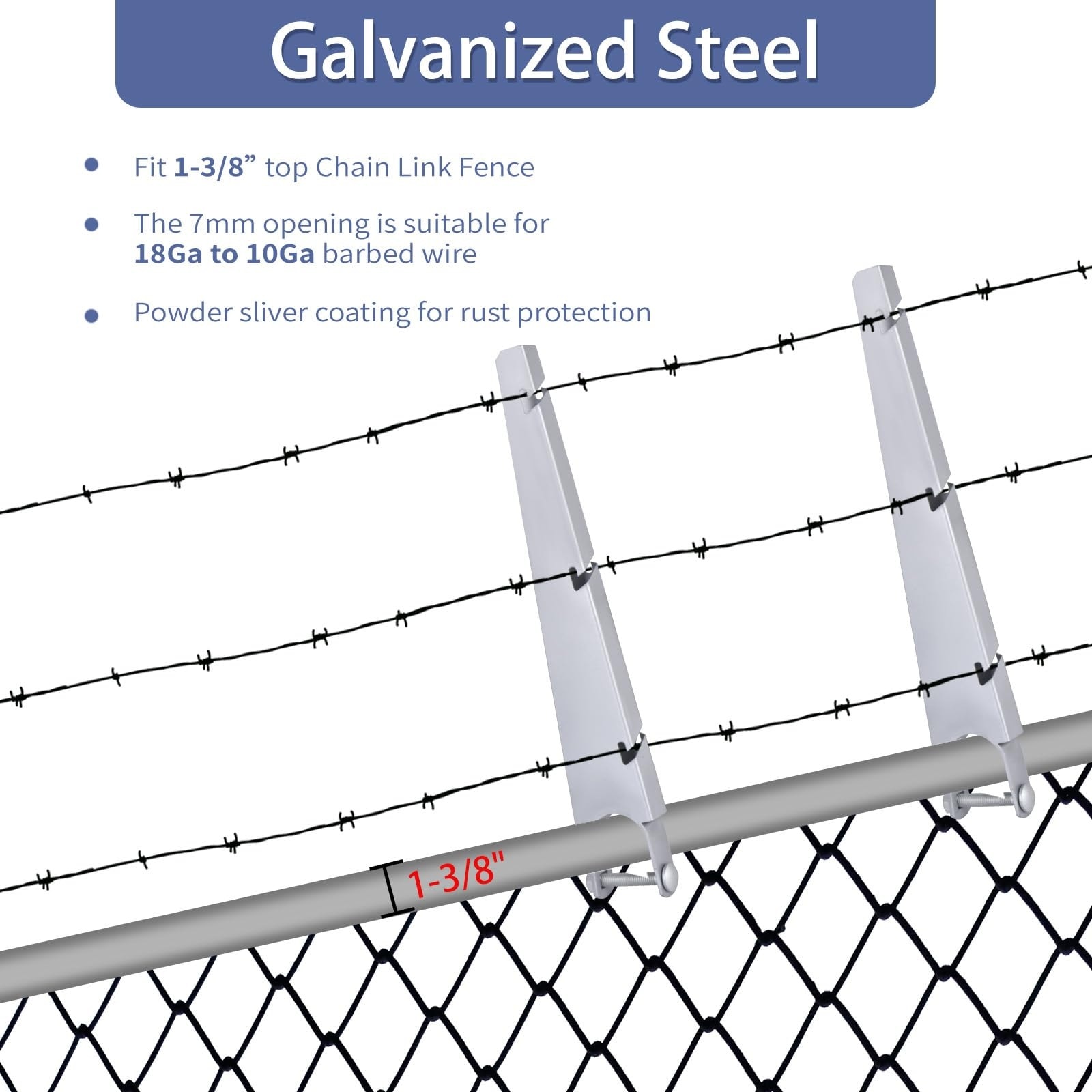 Etokfoks  10 Pack 1 3 8 in Barbed Wire Arm Extension 13 7 in Silver Galvanized Steel Fence Accessory