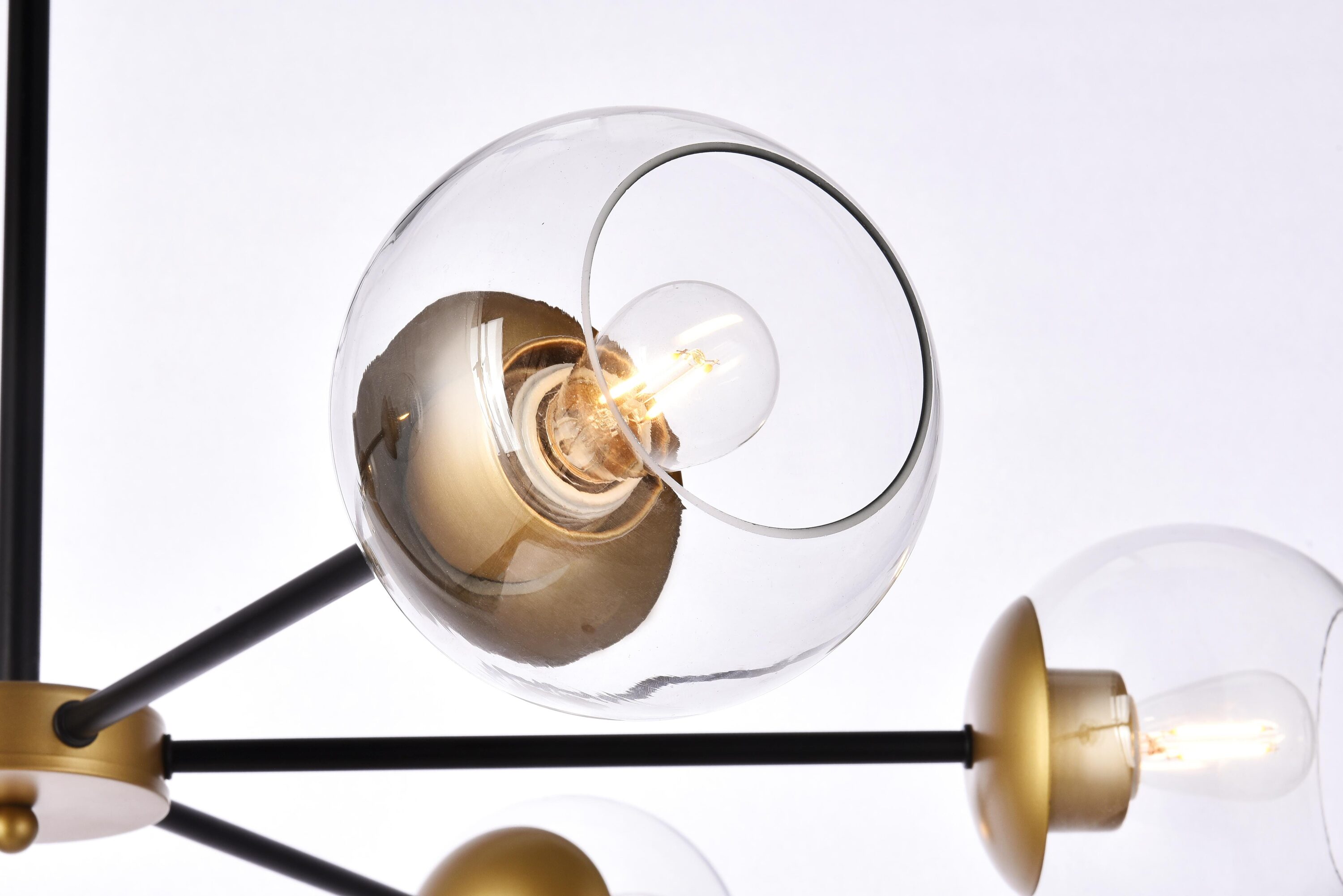 Modern Black and Brass Glass Globe Pendant Light