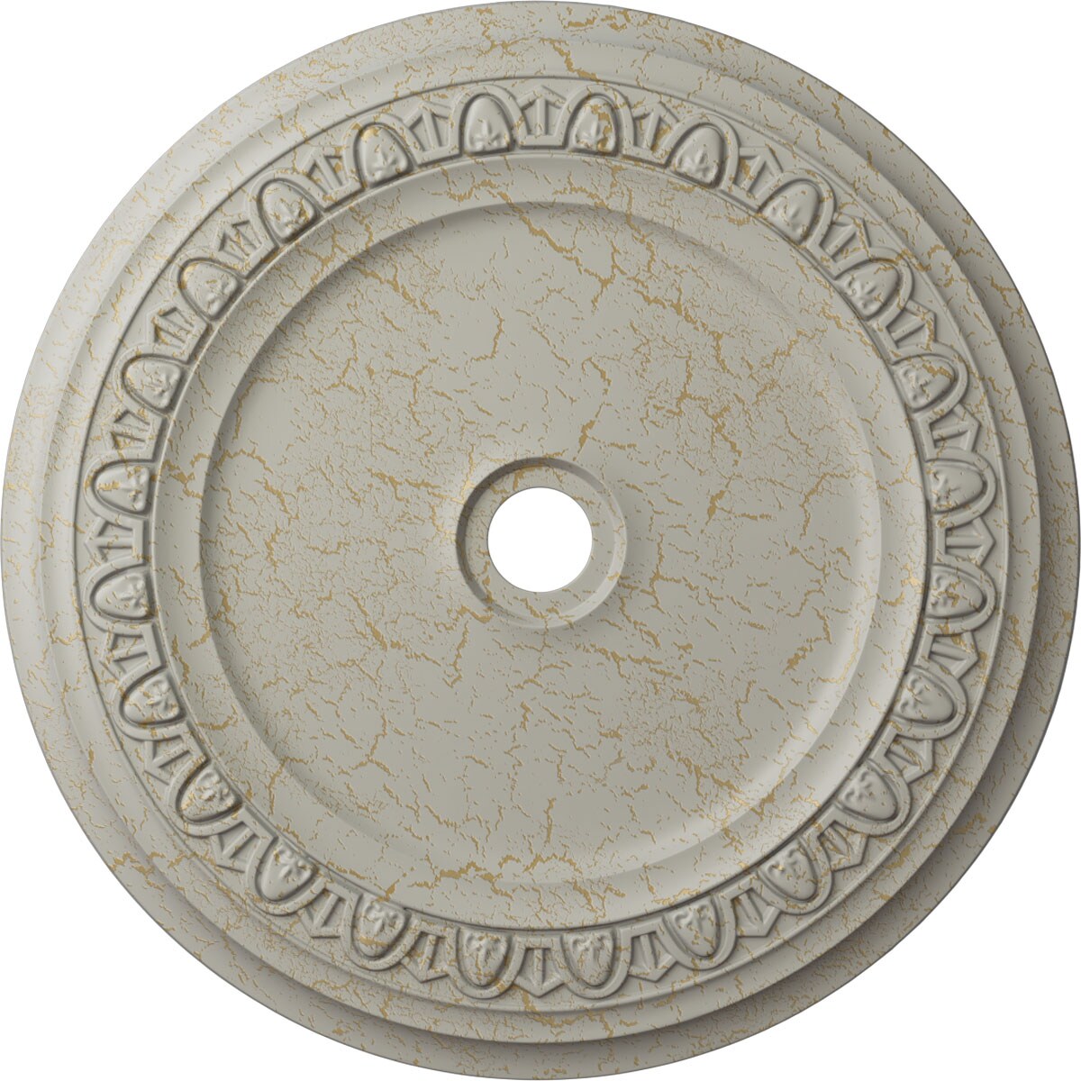 Ekena Millwork CM41CAPCC Caputo 41-in W x 41-in L Painted Pot Of Cream Crackle Polyurethane Whole Ceiling Medallion