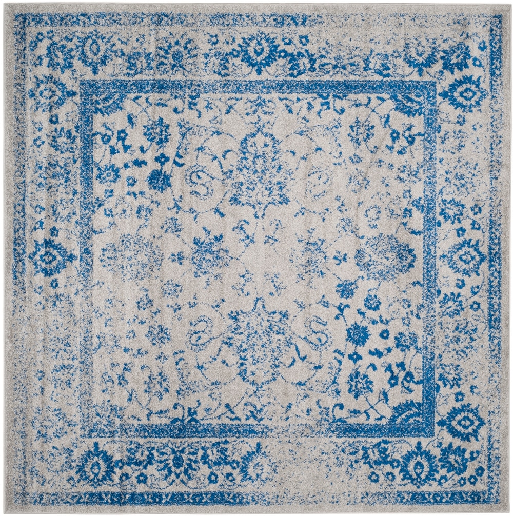 Safavieh ADR109A-8SQ Adirondack Kashan 8 x 8 (ft) Loomed Polypropylene Gray/Blue Square Indoor Distressed/Overdyed Vintage Area rug