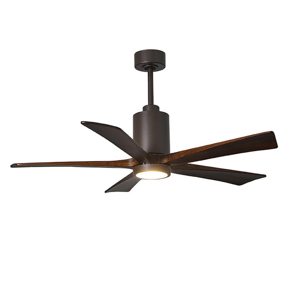 Matthews Fan Company PA5-TB-WA-52 Patricia-5 52-in Color-Changing Integrated LED Outdoor Textured Bronze with Walnut Tone Blades Ceiling Fan With Light - Remote Included ( 5 -Blade )