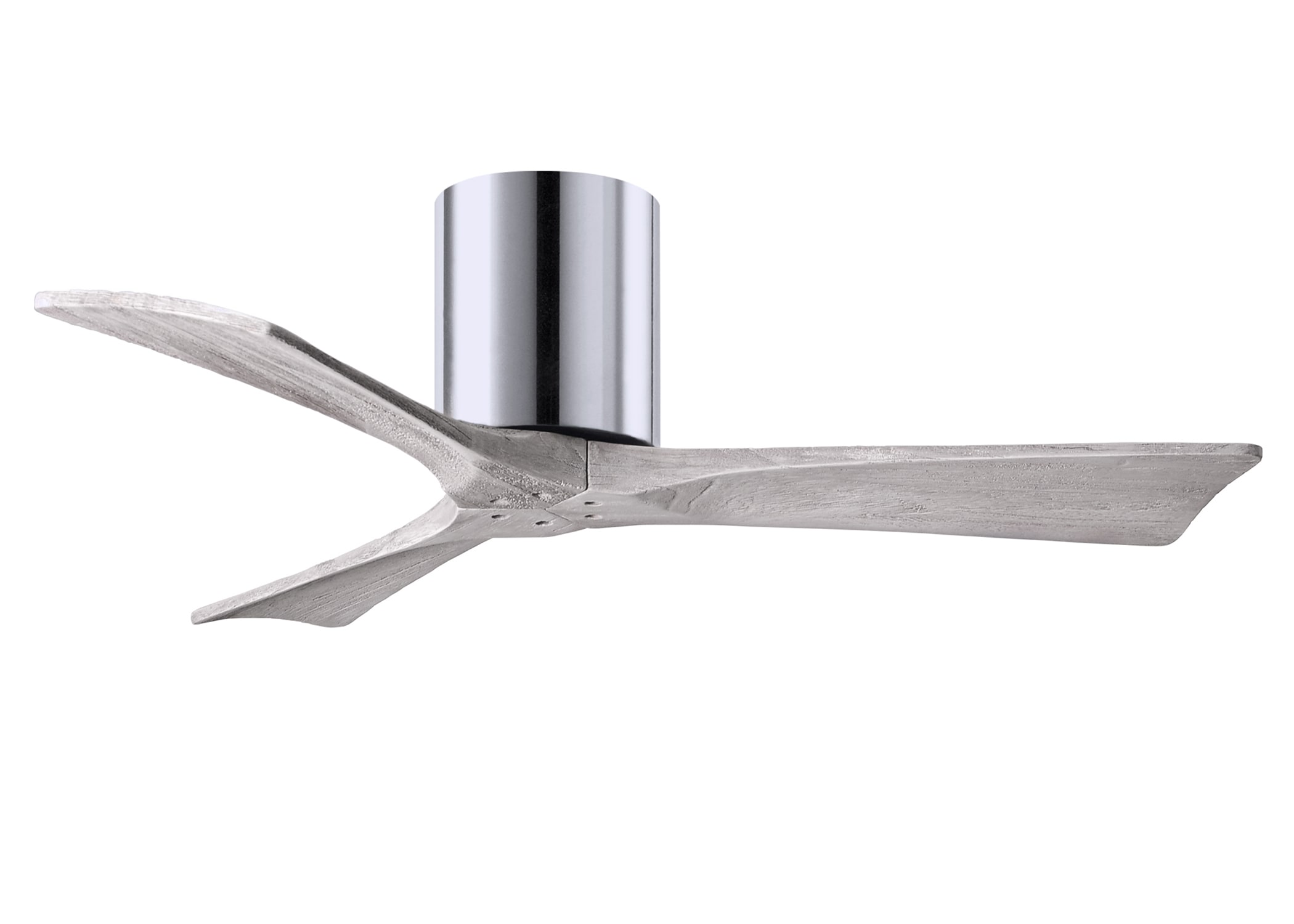 Matthews Fan Company IR3H-CR-BW-42 Irene-H 42-in Outdoor Flush Mount Polished Chrome with Barn Wood Tone Blades Ceiling Fan Without Light - Remote Included ( 3 -Blade )