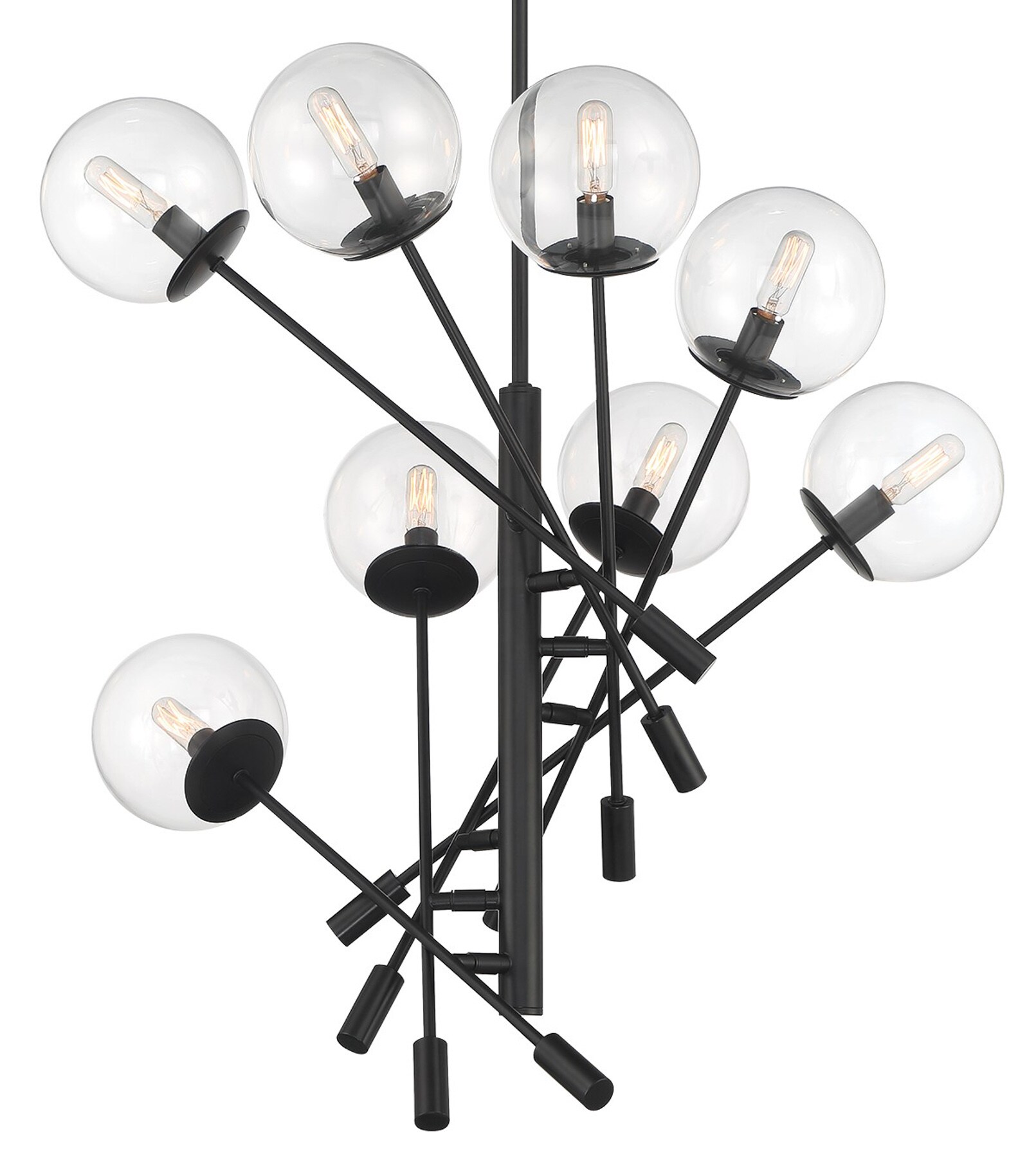 Coal Black 8-Light Globe Pendant with Clear Glass Shades