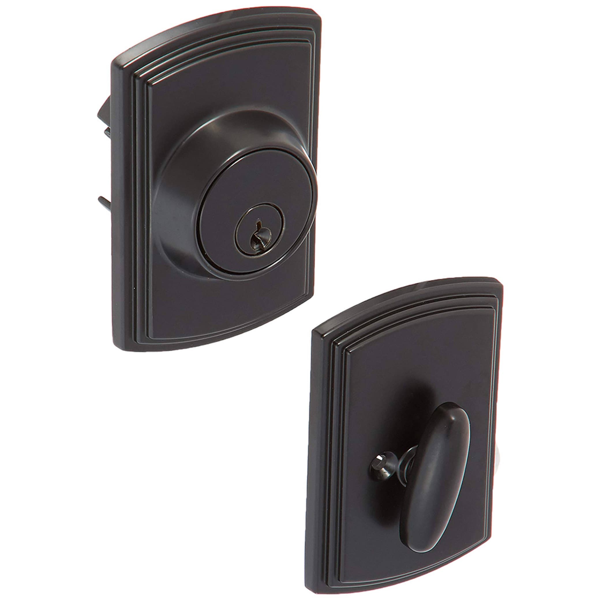 Matte Black Single Cylinder Deadbolt with Enlarged Back Plate