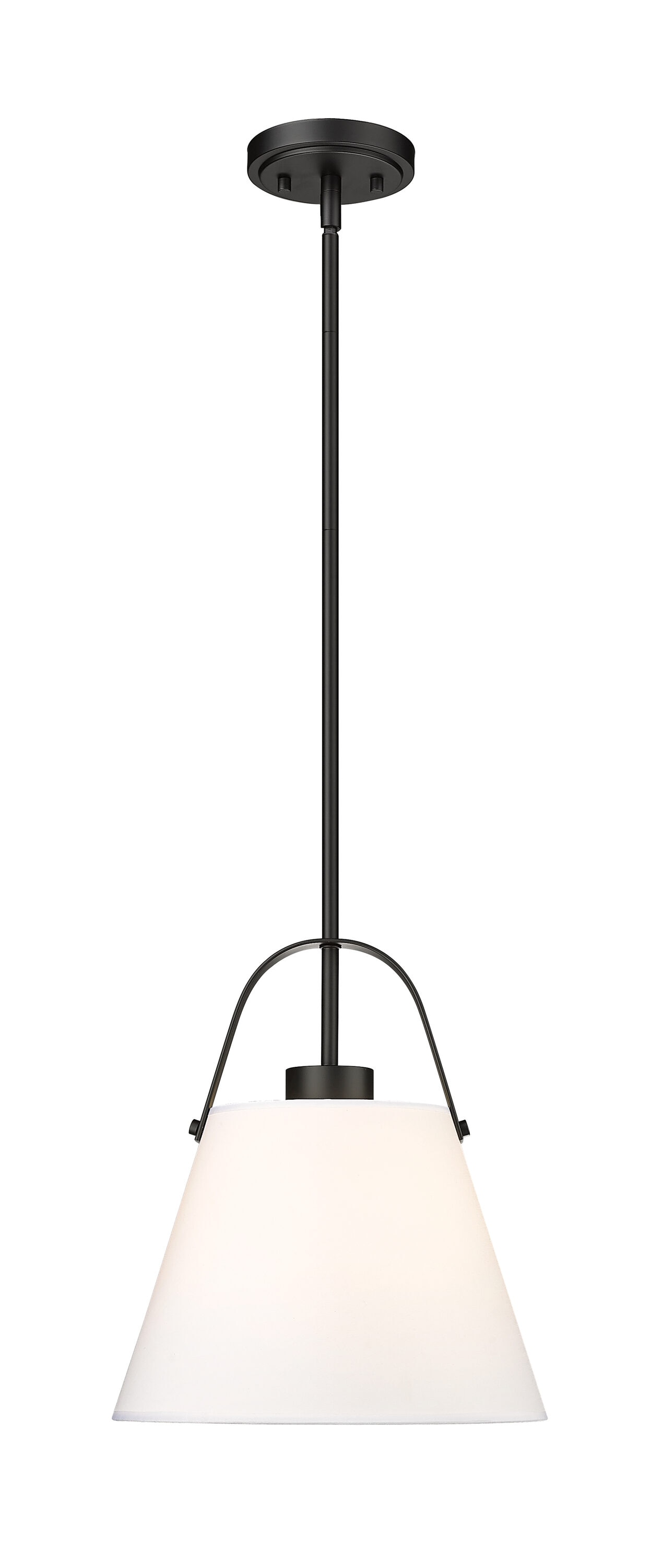 Z-Lite 743P12-MB Z-Studio Linen Pendant 1 -Light Matte Black Transitional Lantern Medium Hanging Pendant light