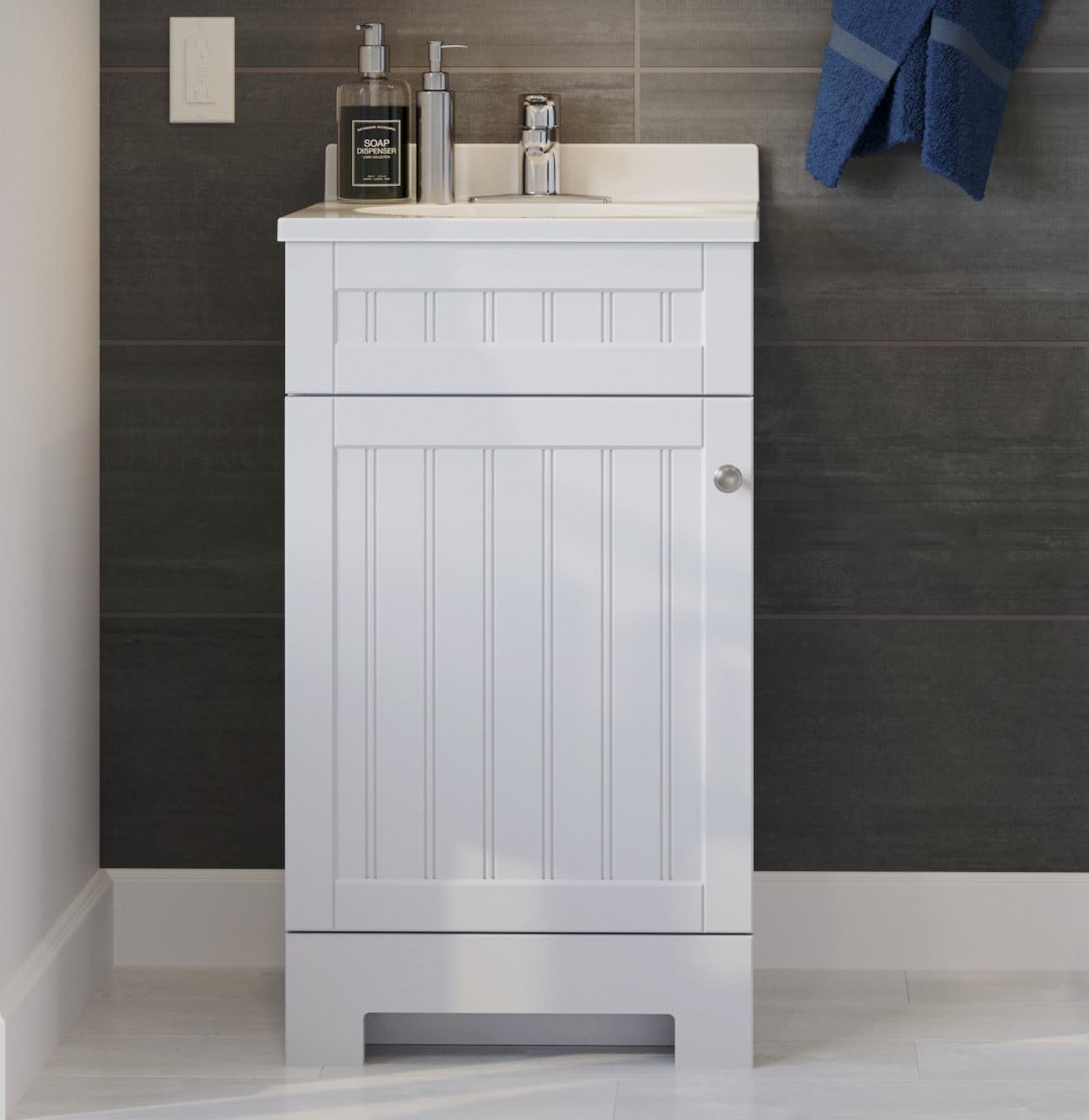 Style Selections C22118-SS Ellenbee 18-in White Single sink Bathroom Vanity with White Cultured marble Top