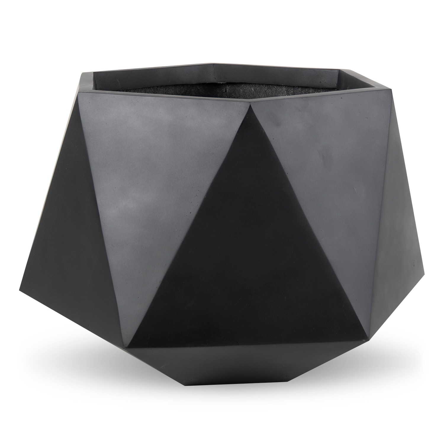 Vasesource ADAMAS24BL 15.75-in W Extra Large Black Fiberglass Indoor/Outdoor Planter