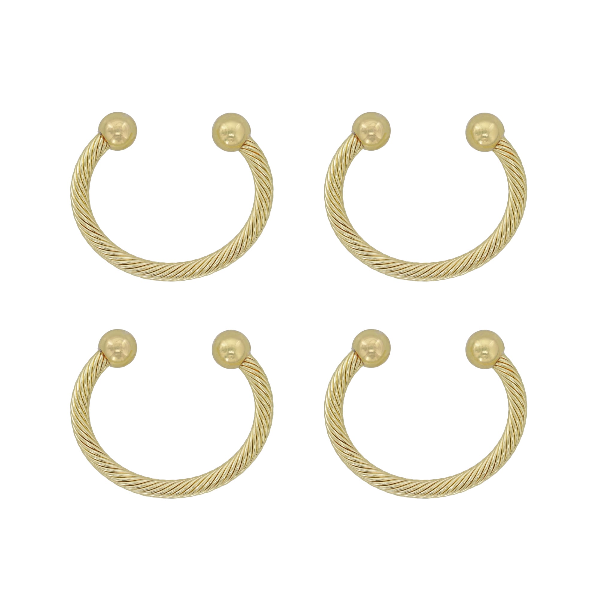 Gold Metal Rope Design Mantle Stocking Holder Set