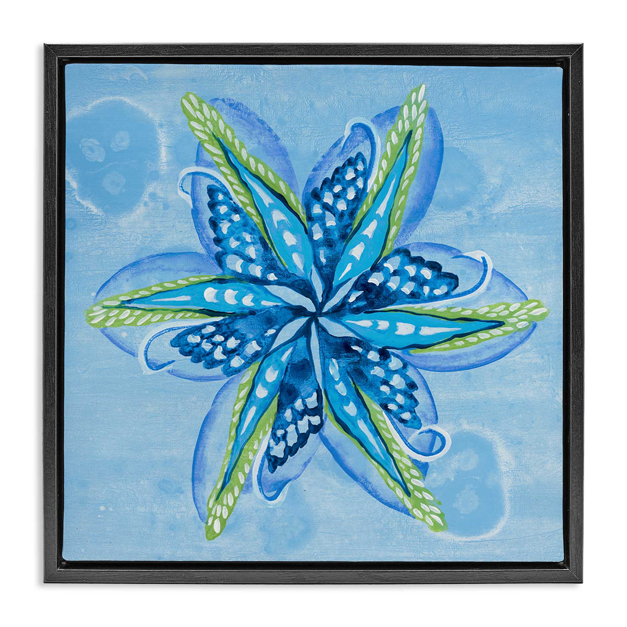 Stupell Industries BS-629-FFB-17X17 Star Shaped Abstract Flower Floating Frame design by Liz Jardine
