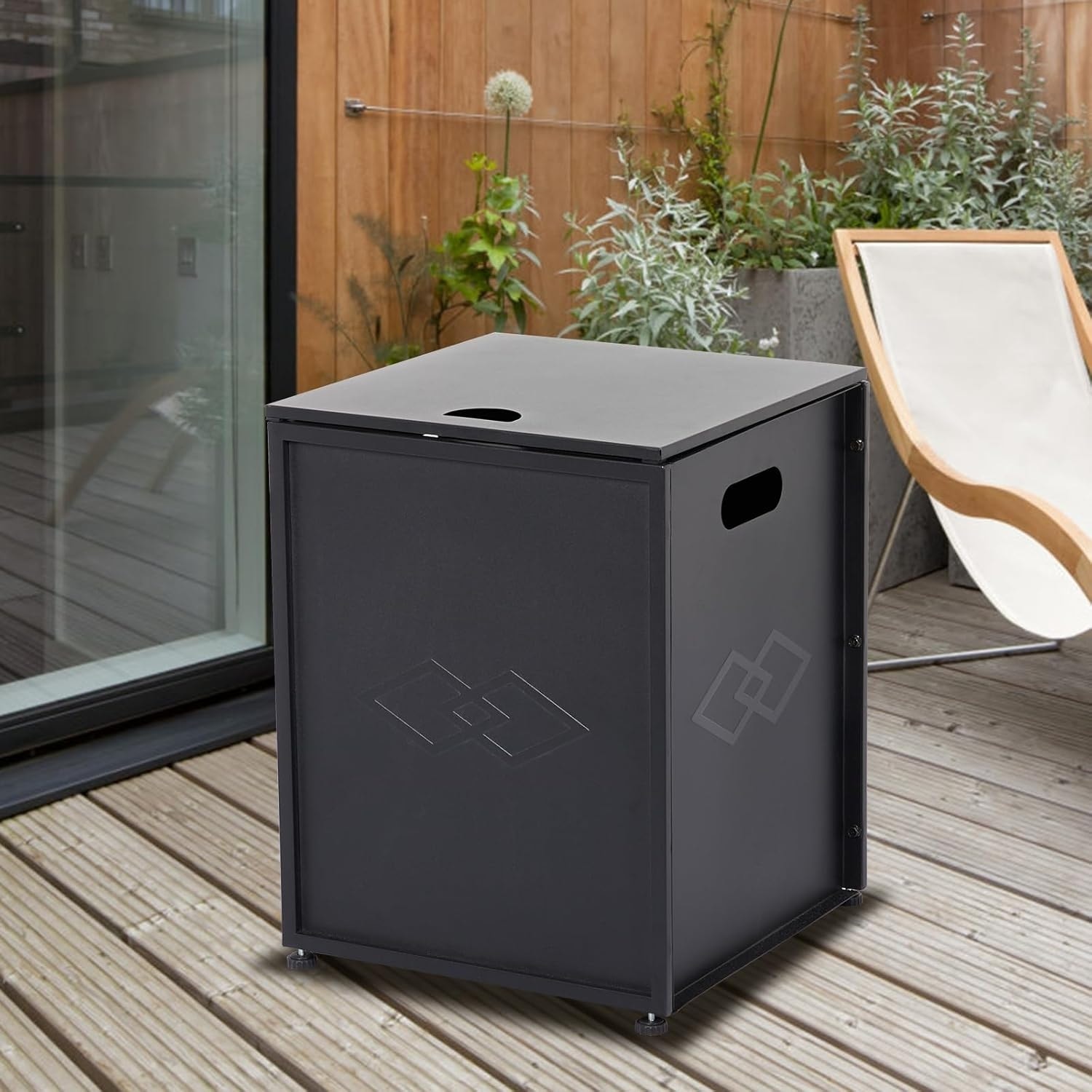 Garvee - Propane Tank Cover Table Square 20lb Propane Tank Hideaway Box Powder-Coated Steel Gas T...