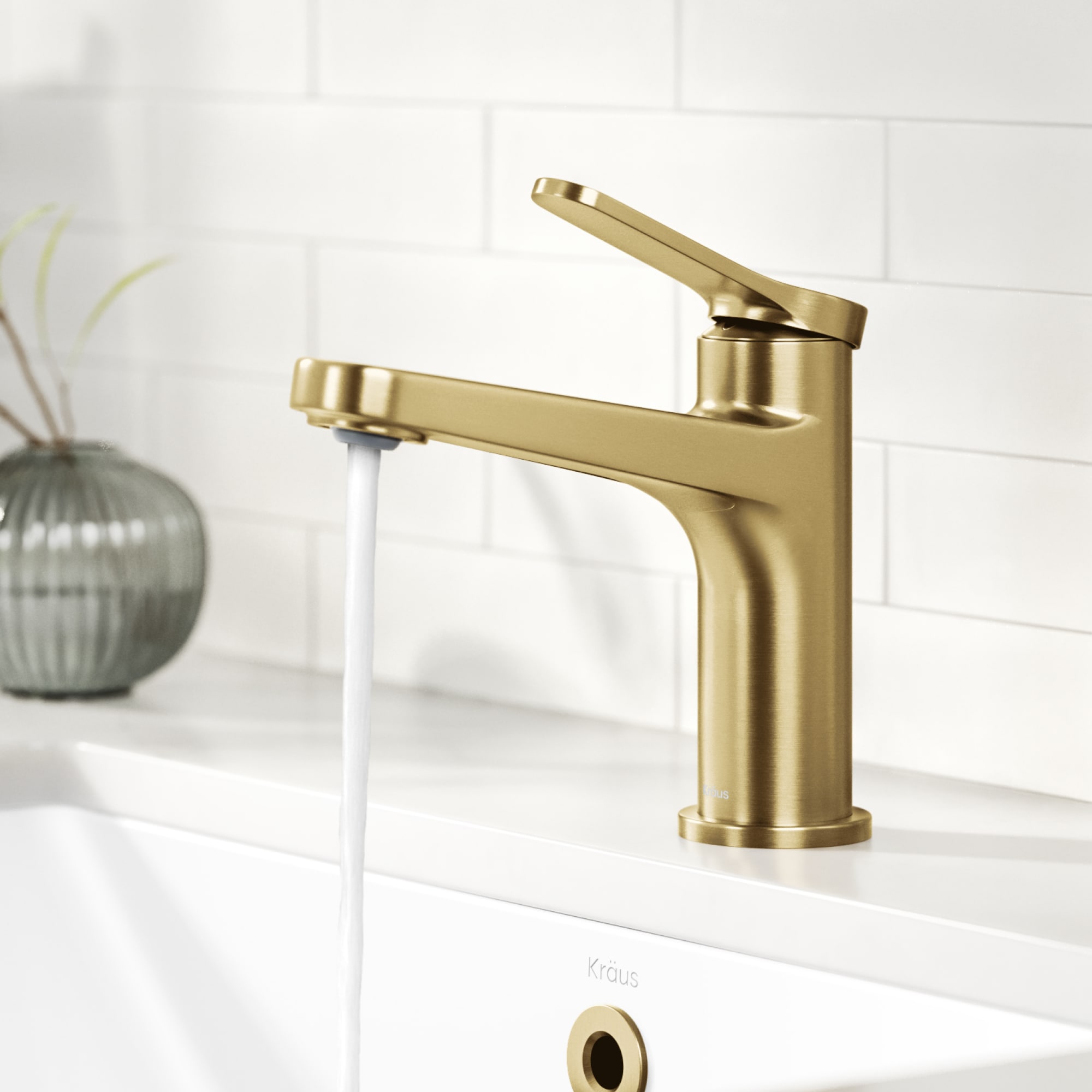 Indy Spot-Free Brushed Brass Single Handle Bathroom Faucet