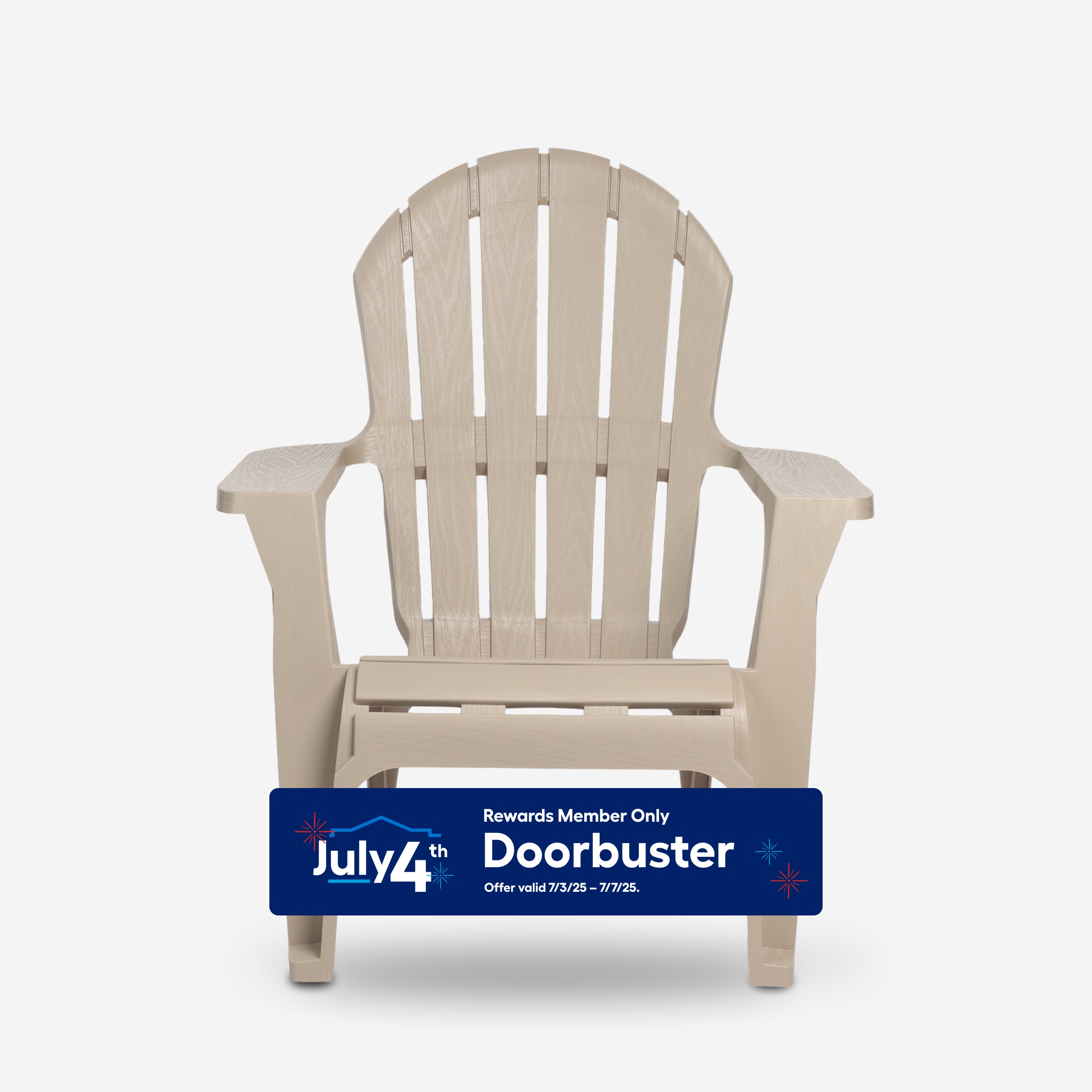 Style Selections 999-5010 Patio Conversation Stackable Taupe Resin Frame Stationary Adirondack Chair with Solid Seat