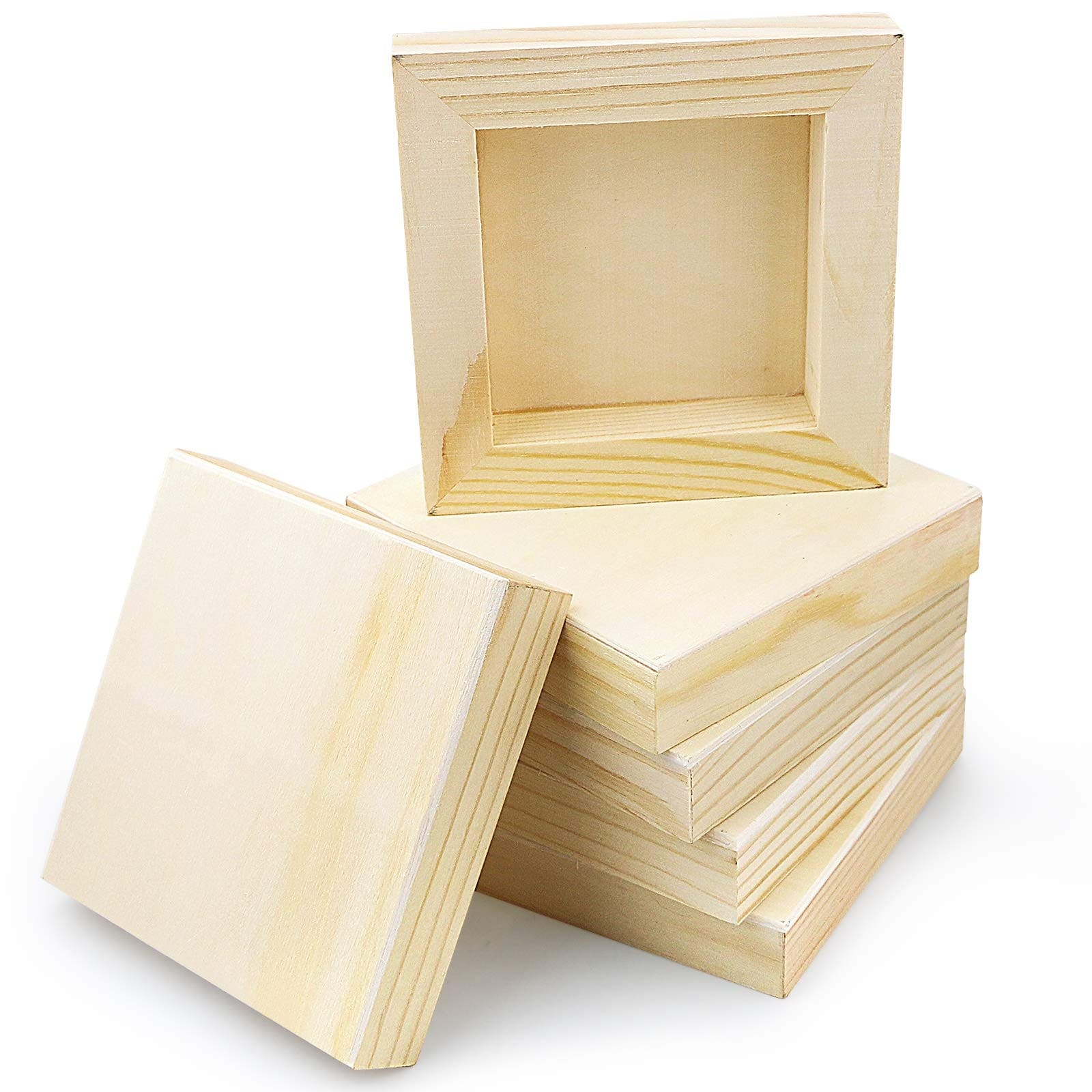 Etokfoks  8 Pack 4x4 in Unfinished Pine Wood Panels Square Canvas Boards for Painting and DIY Art