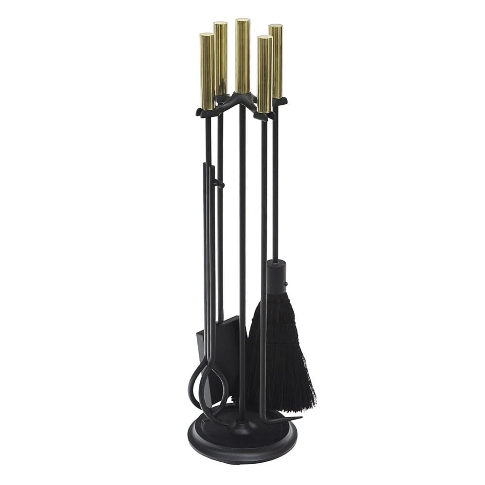 Minuteman International Minuteman International Contemporary Bedford Fireplace Set of 4 Tools, 30.25 -in Tall, Black and Polished Brass WR-48PB Uae Electronic uaeelectronic.com