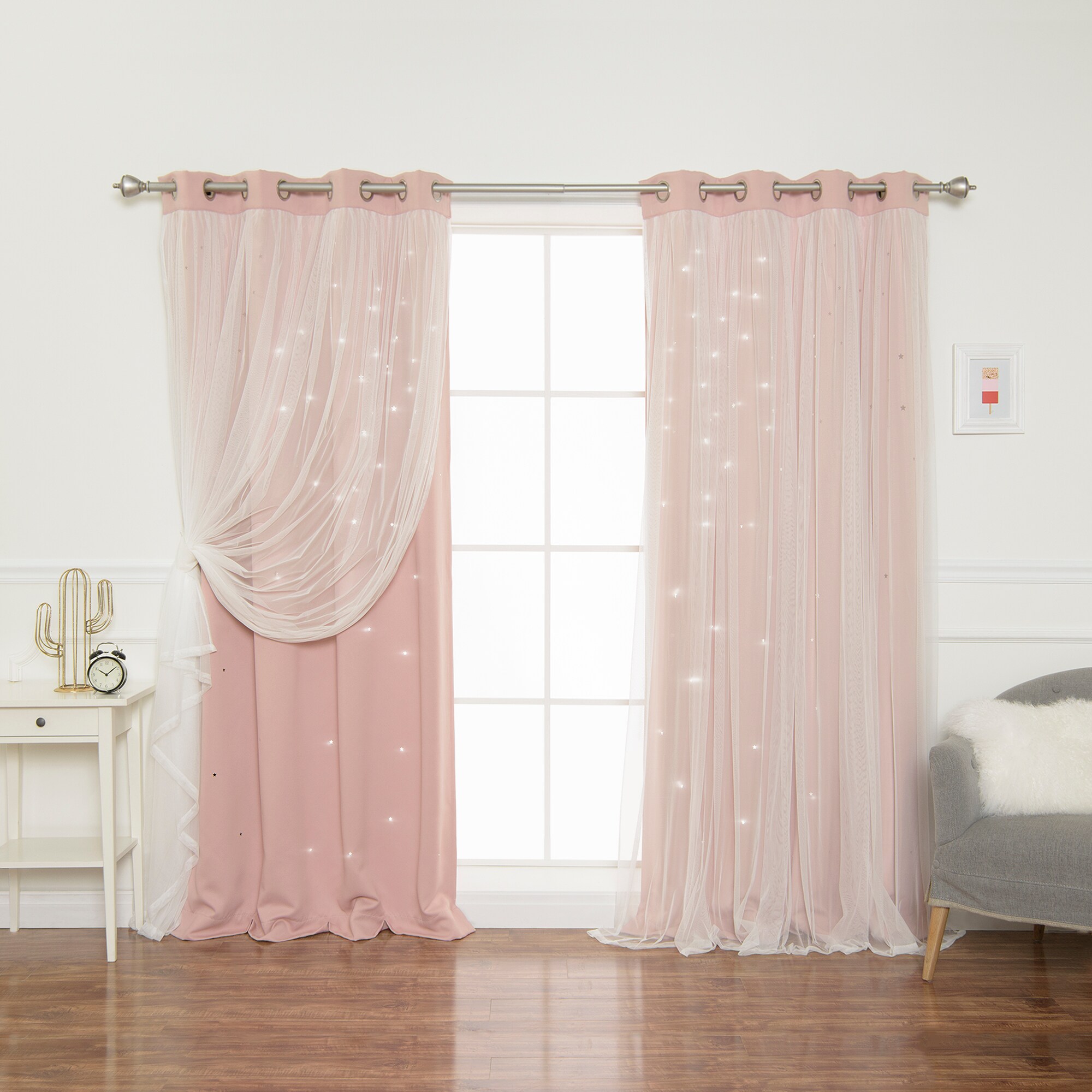 Best Home Fashion 96-in Dusty Pink Blackout Grommet Curtain Panel Pair ...