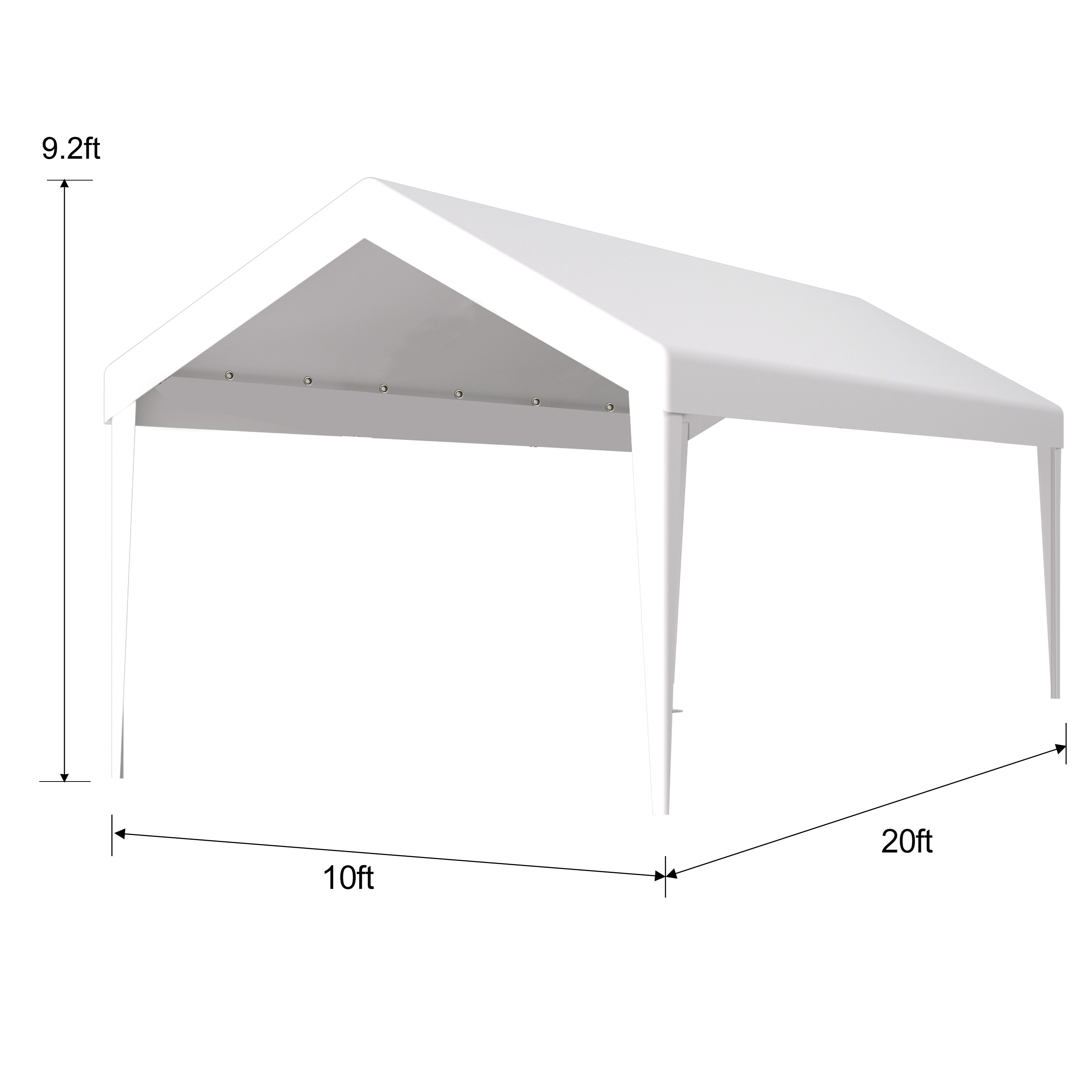 LIVIZA 10 x 20 ft Carport Replacement Canopy Cover White Canopy replacement top
