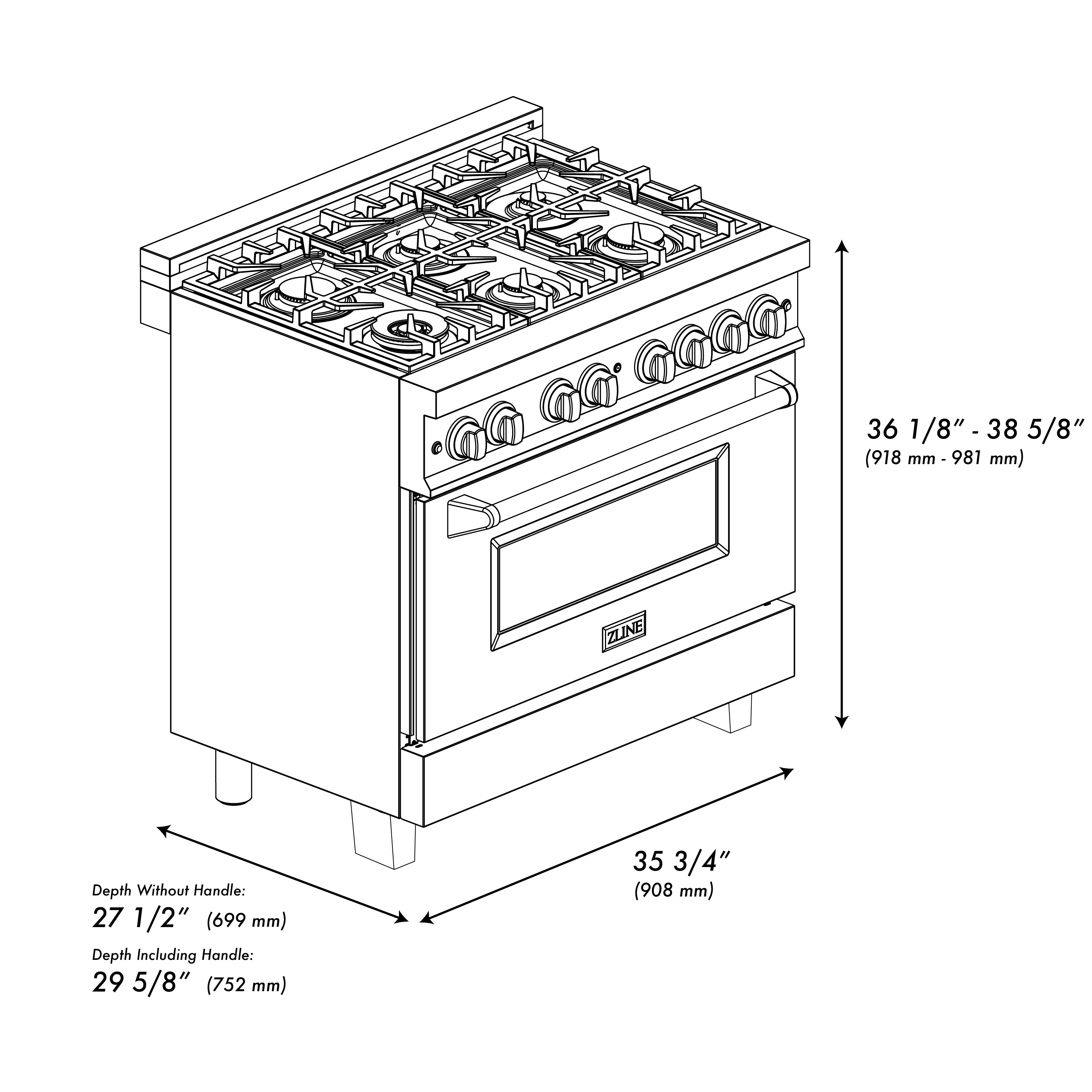 ZLINE KITCHEN & BATH RASZ-WM-36-CB Dual-Fuel-Ranges - View #3