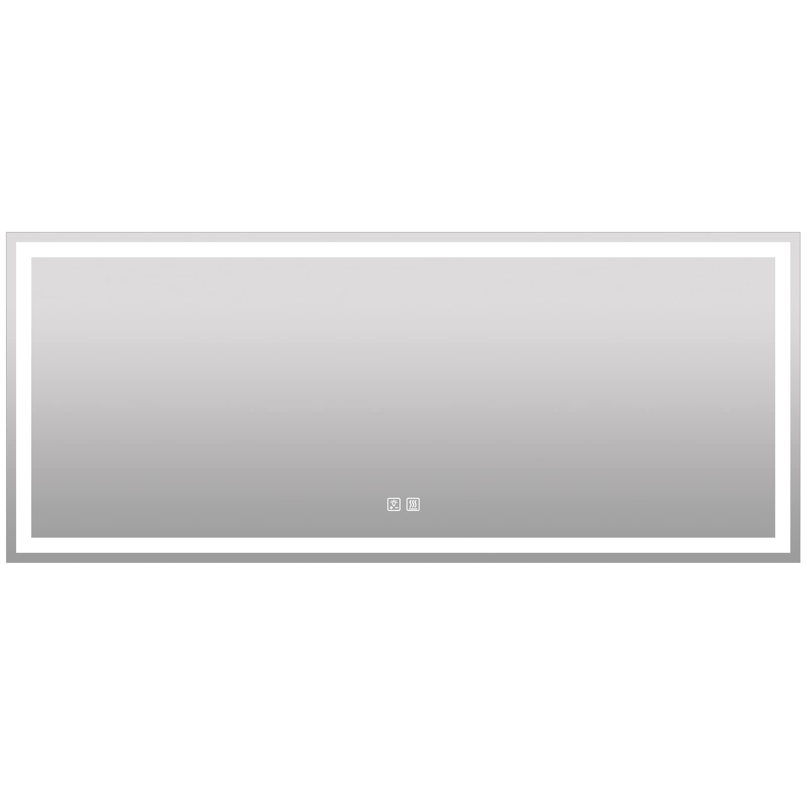FurniFusion MA027230TD-OL 72-in x 30-in Polished Frameless Rectangle Dimmable LED Lighted Fog Free Bathroom Vanity Mirror ( Silver )