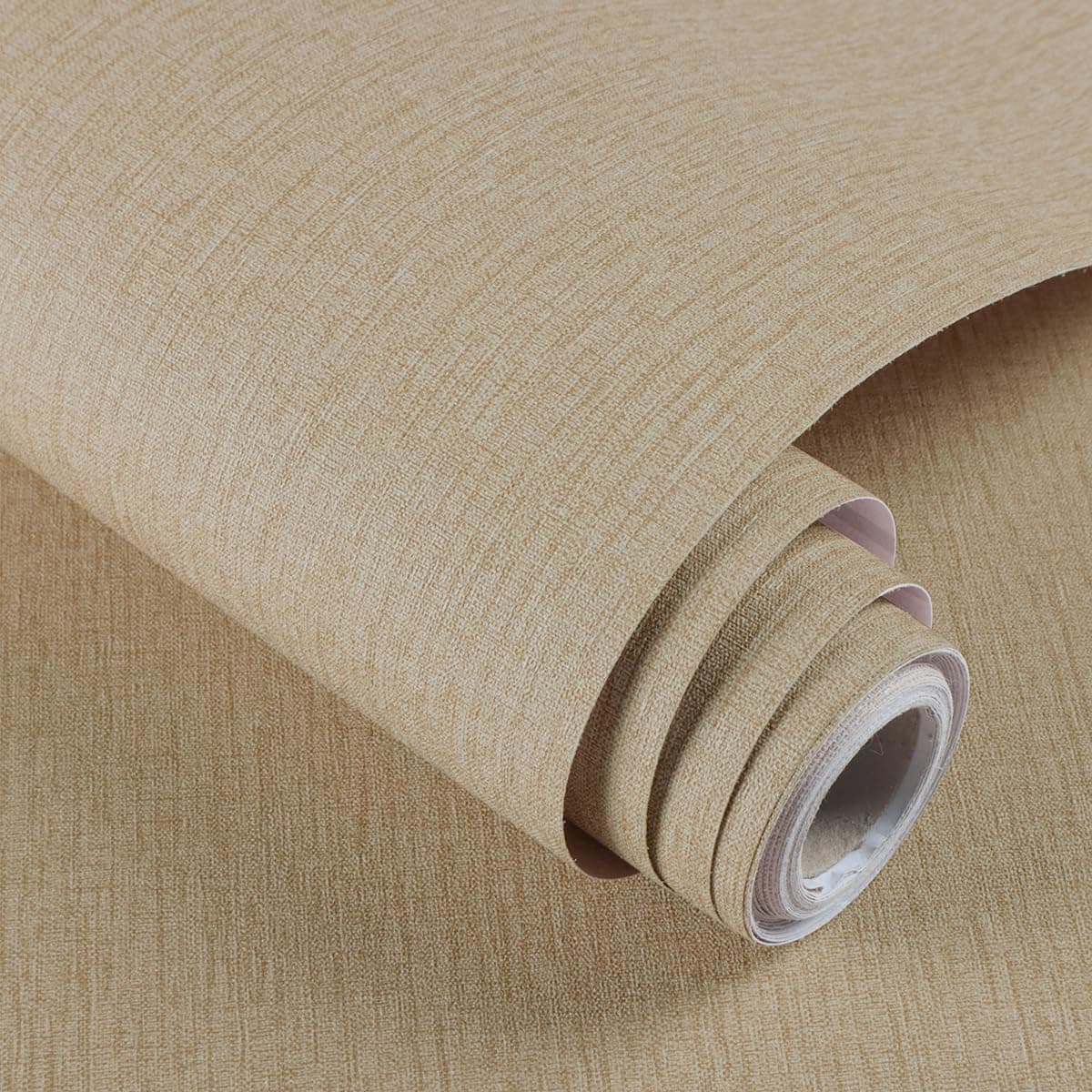 Luupatchy Brown Grasscloth Peel and Stick Wallpaper Faux Linen Textured Self Adhesive Removable Vinyl Contact Paper for Home Decor 15 Inch x 118 Inch