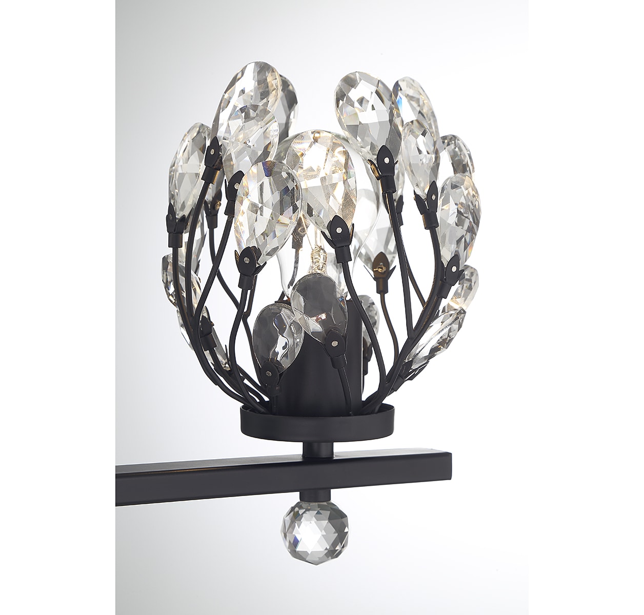 Moreno Matte Black 3-Light Vanity with Clear Crystal Buds