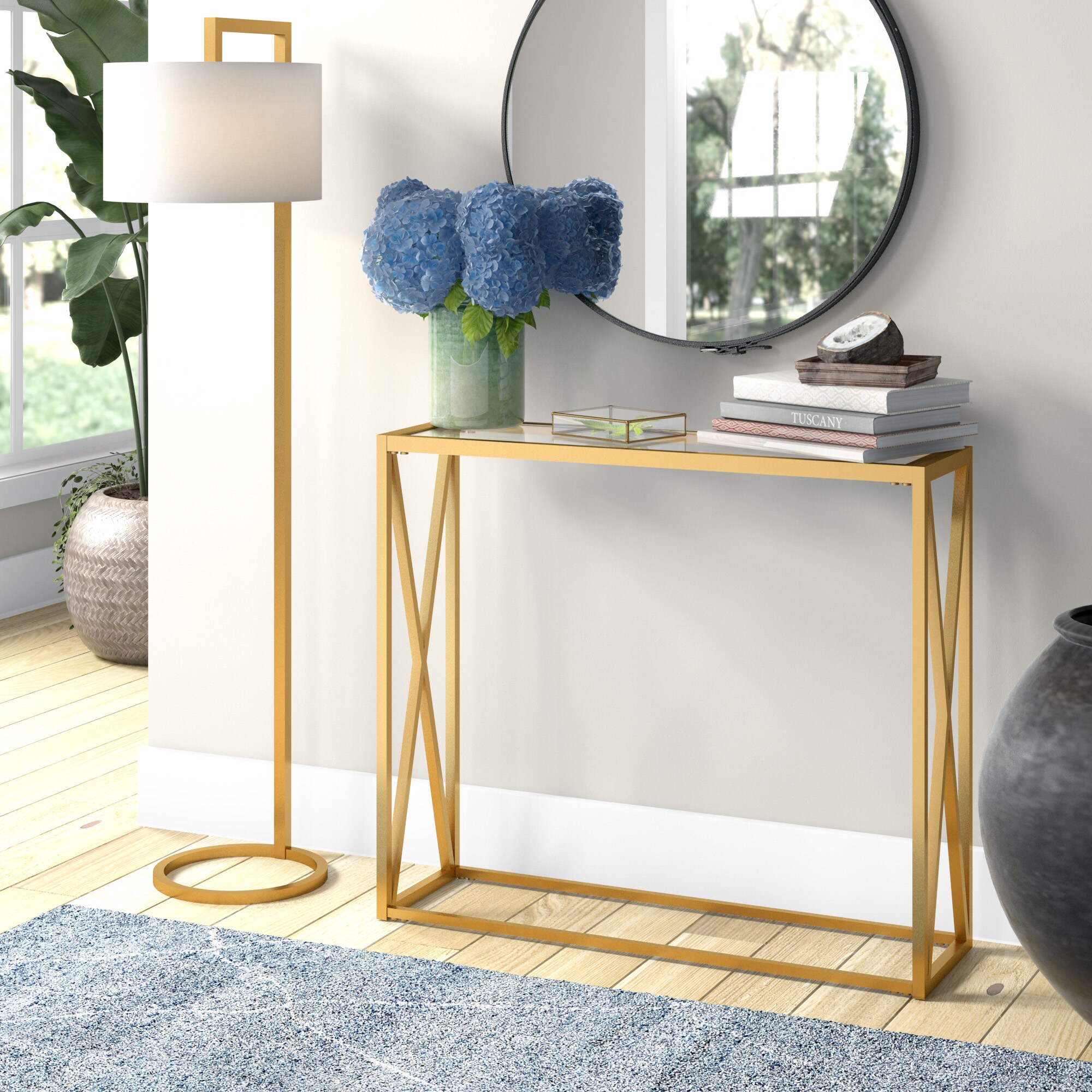 Hailey Home Arlo Modern Brass Console Table in the Console Tables ...