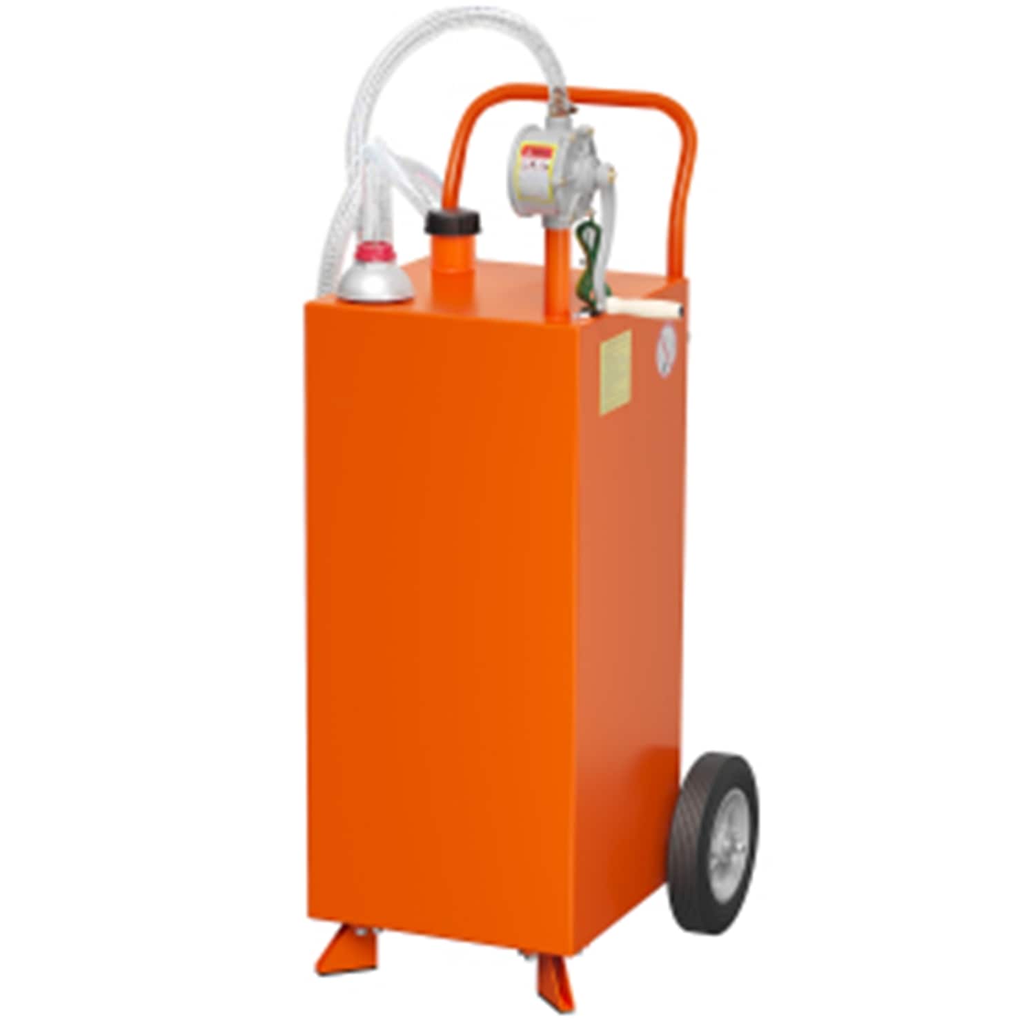 Garvee 35-Gallon Portable Fuel Transfer Tank with Rotary Pump  Wheels Orange