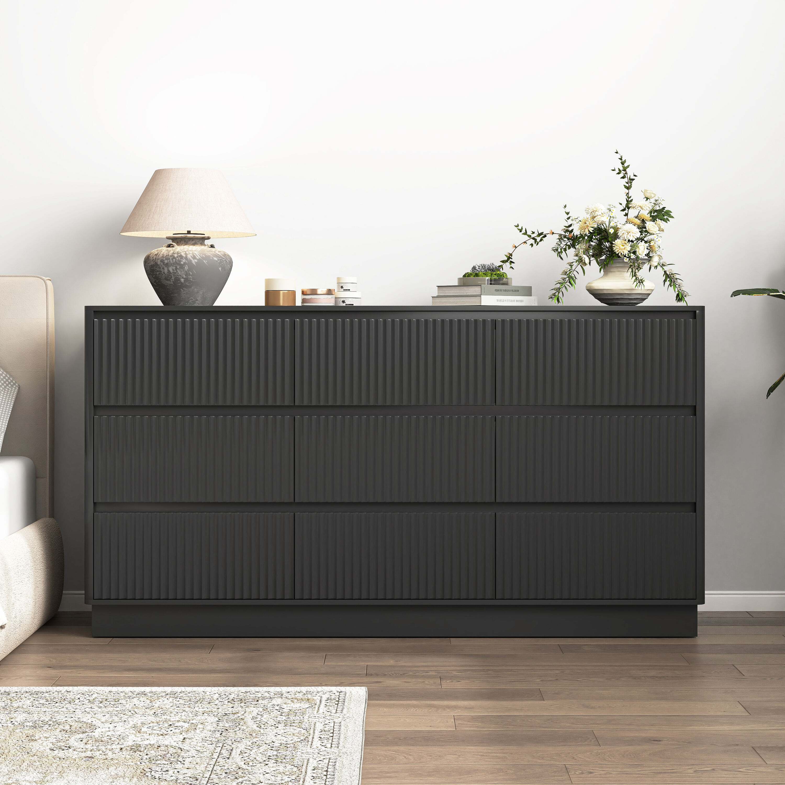 mid century modern black dresser Sold  in and Wood, Vintage MCM Tallboy, Refinished Modern Dresser, Mid-century High Boy lined silhouette and a rich black finish that brings a modern Lee Mid-Century Modern Wood Dresser