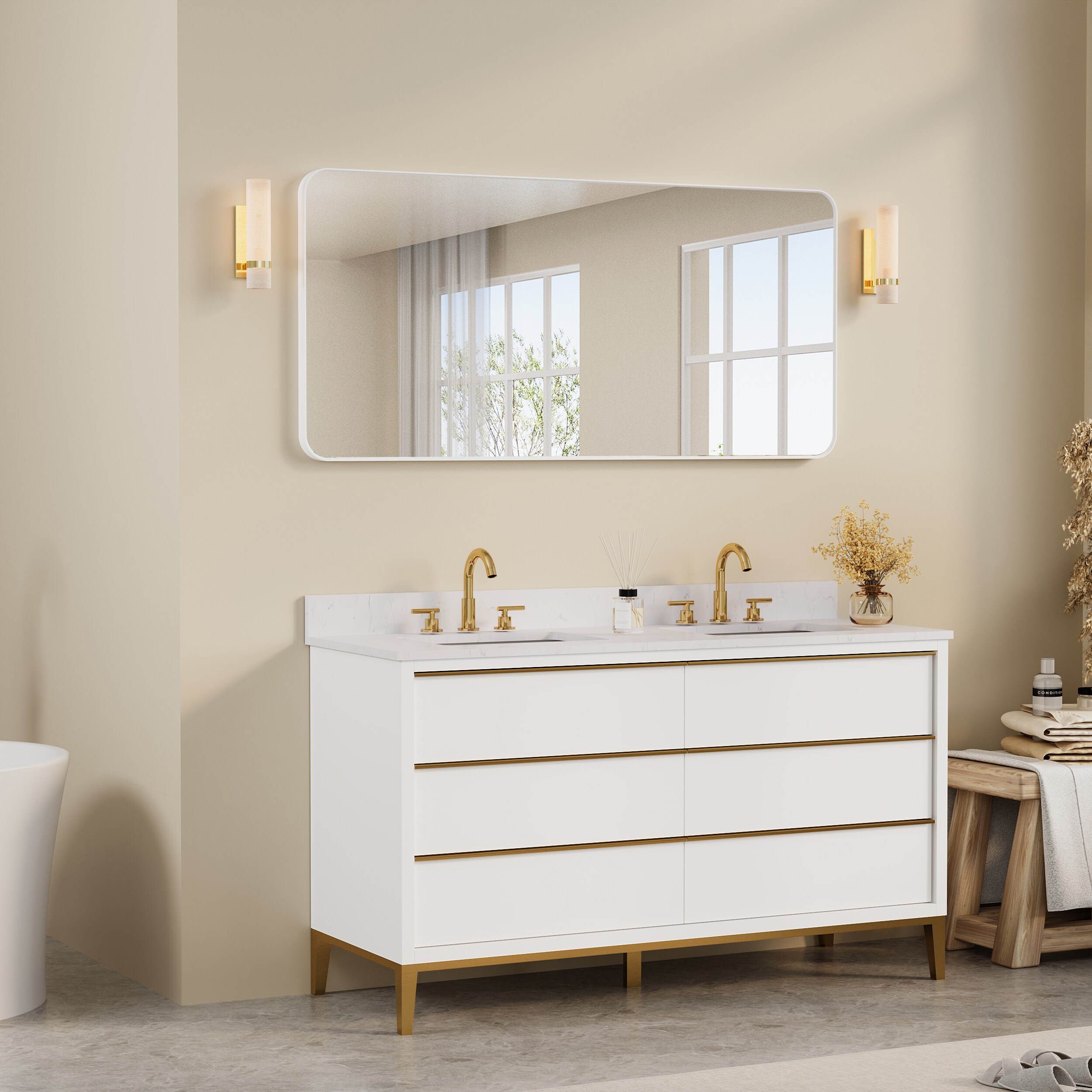 WELLFOR F1MR6028WT Framed-Bath-Mirrors - View #3