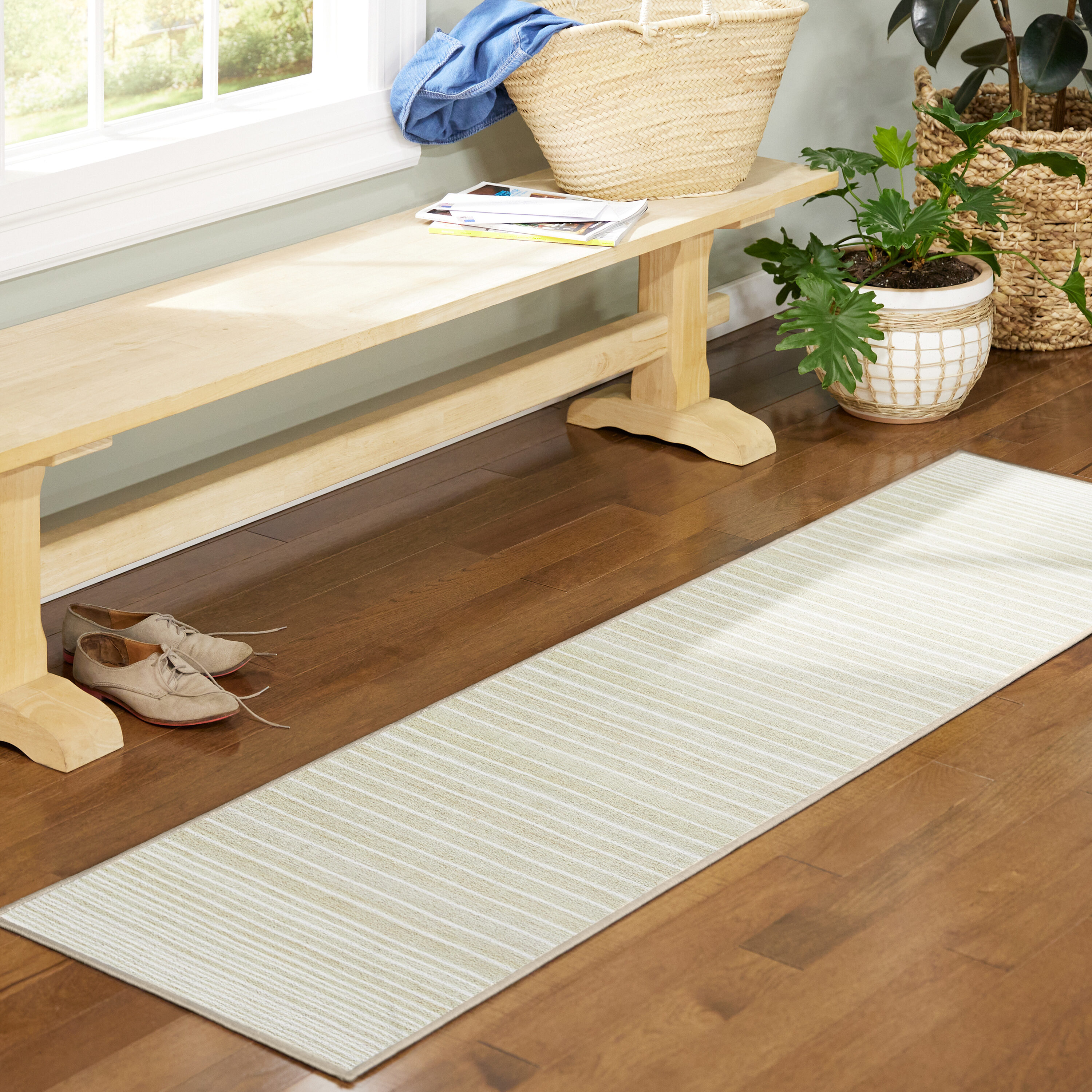 Town & Country Living 4-135014-150 Layne 2 x 7 (ft) Loomed Polyester Cream/Beige Rectangular Indoor Stripe Machine washable Area rug