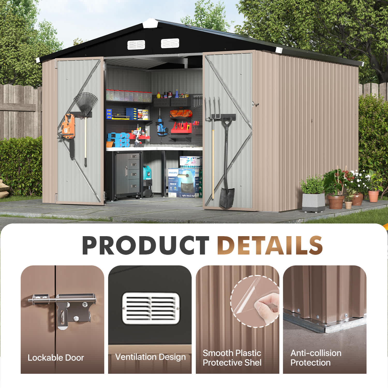 Sunmthink MSD1008-0709BR Metal-Storage-Buildings-Sheds - View #3