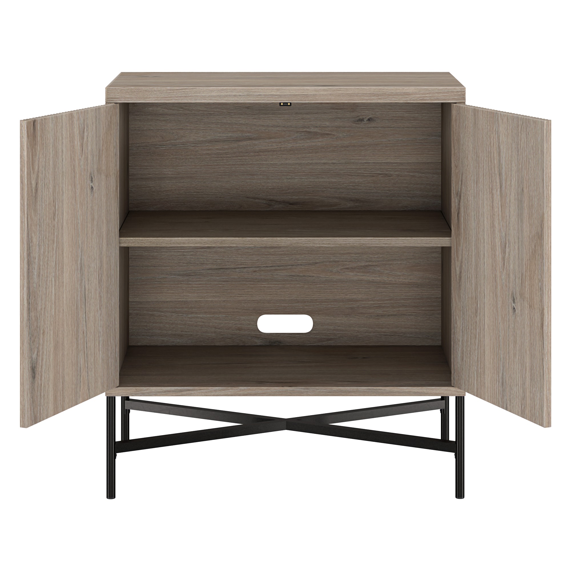 Evelyn&Zoe Brighton 28" Wide Rectangular Accent Cabinet, Antiqued Gray Oak