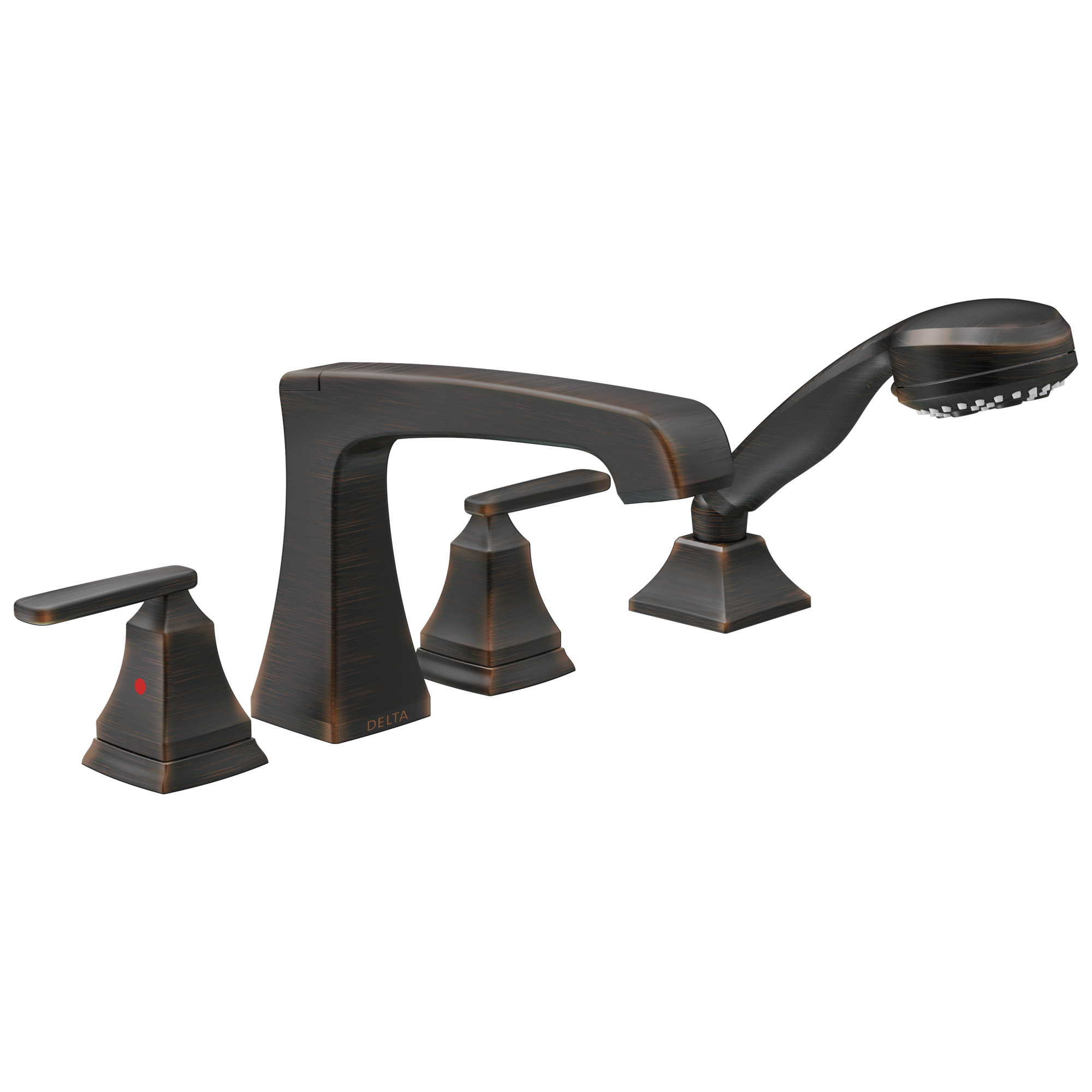 Delta T4764-RB Ashlyn Venetian Bronze 2-handle Deck-mount Roman Low-arc Bathtub Faucet with Hand Shower
