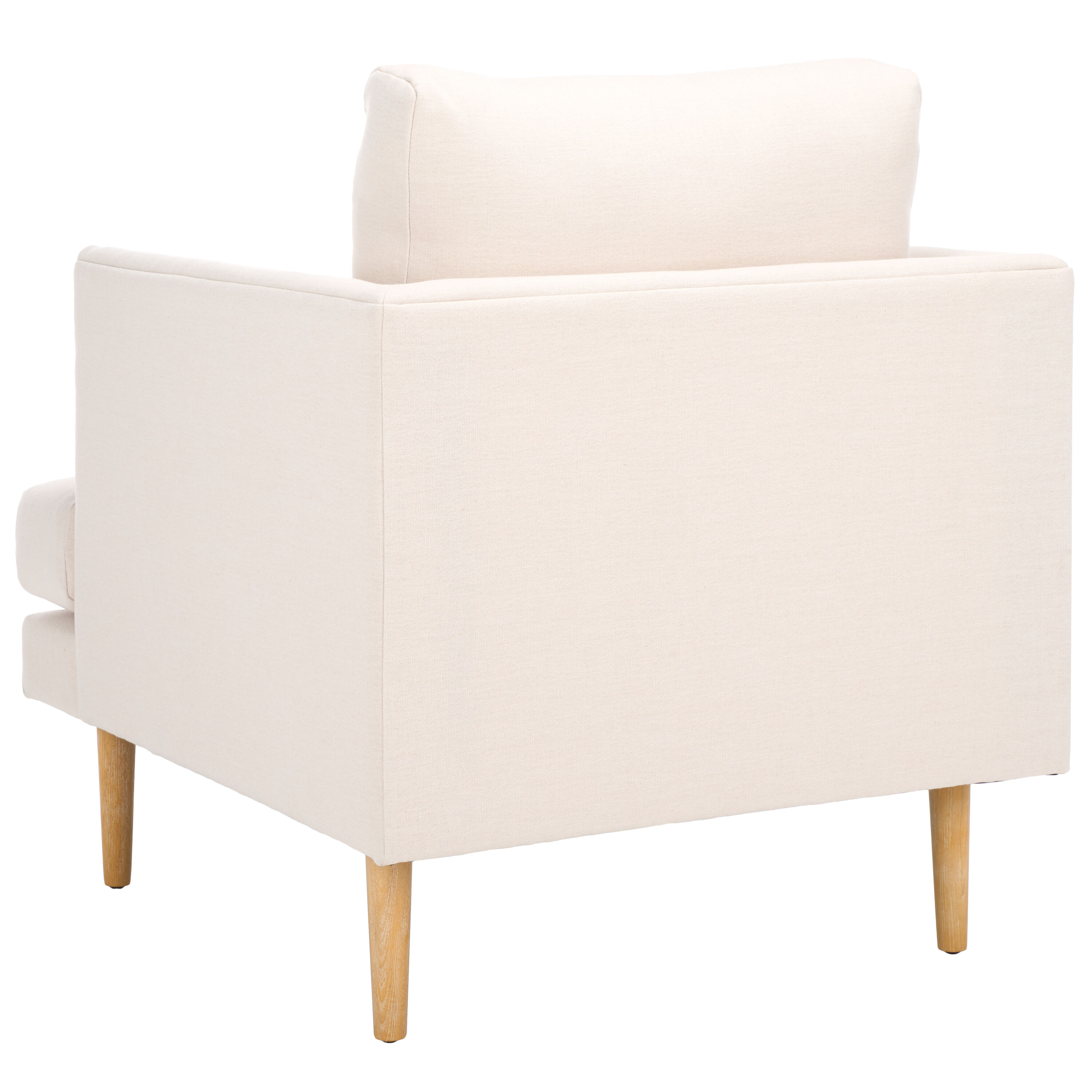 Bone Fabric Accent Chair with White-Washed Wood Legs
