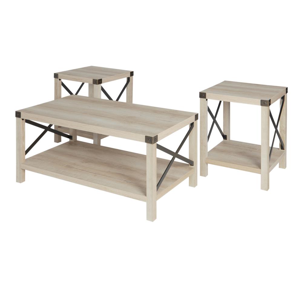 Walker Edison 3 Piece White Oak Accent Table Set In The Accent Table Sets Department At Lowes Com